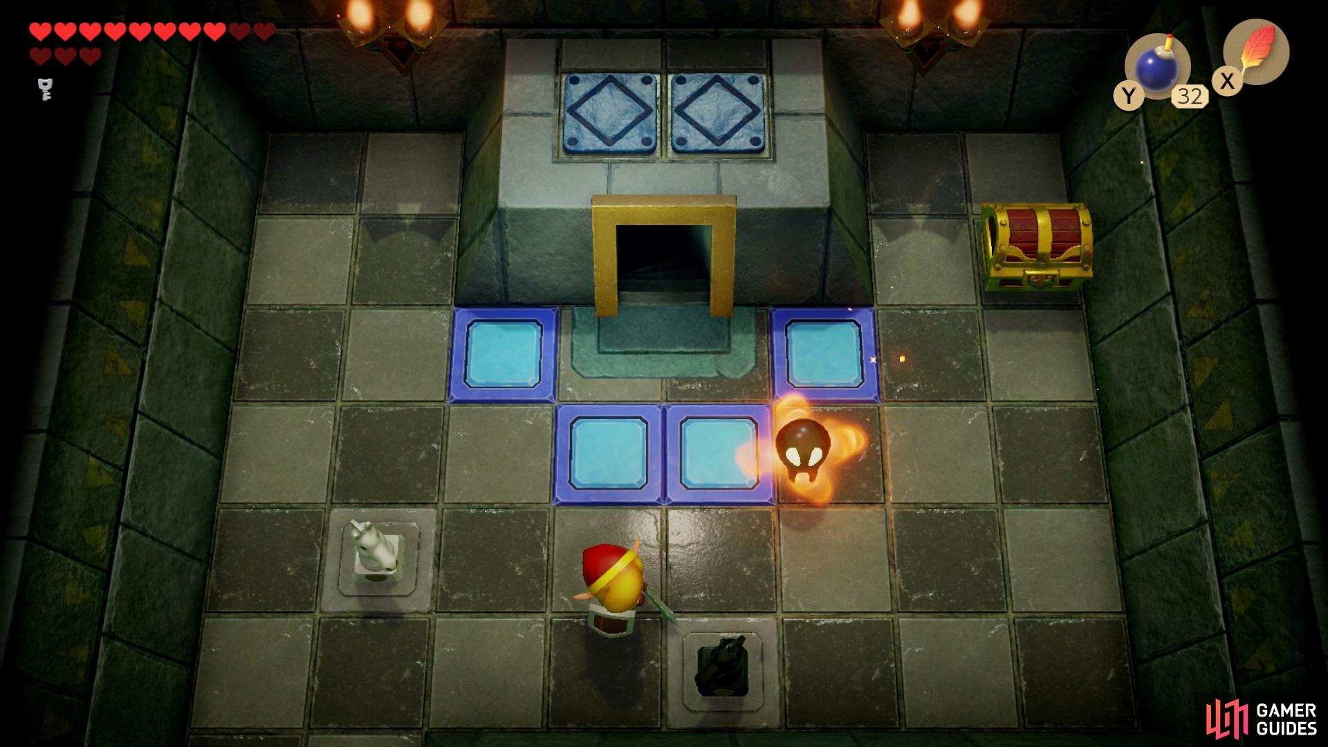 Place the Black Chess Piece on the bottom platform and the white on the left to get a Chest to spawn, 