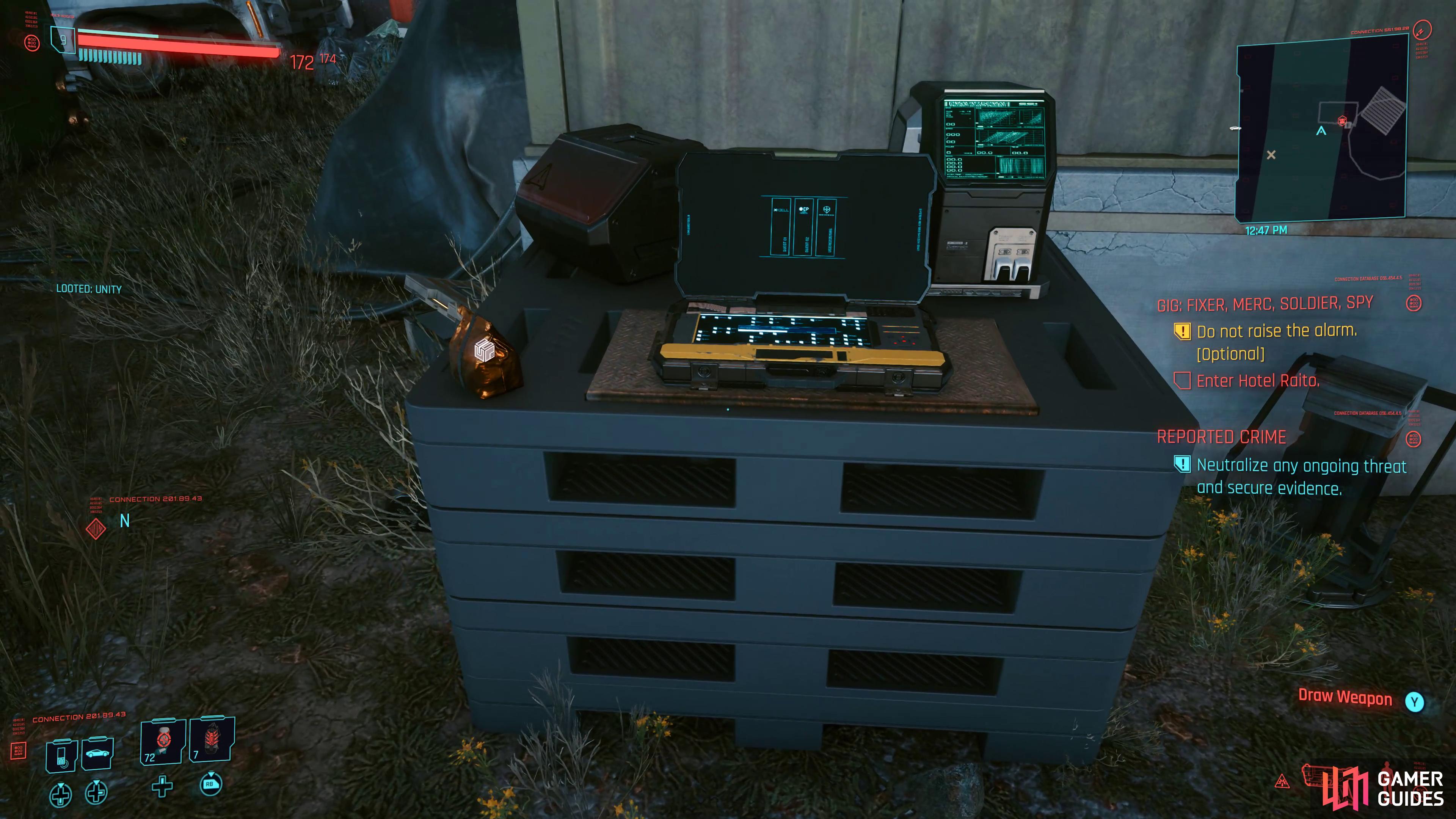 search the computer for details on the stash