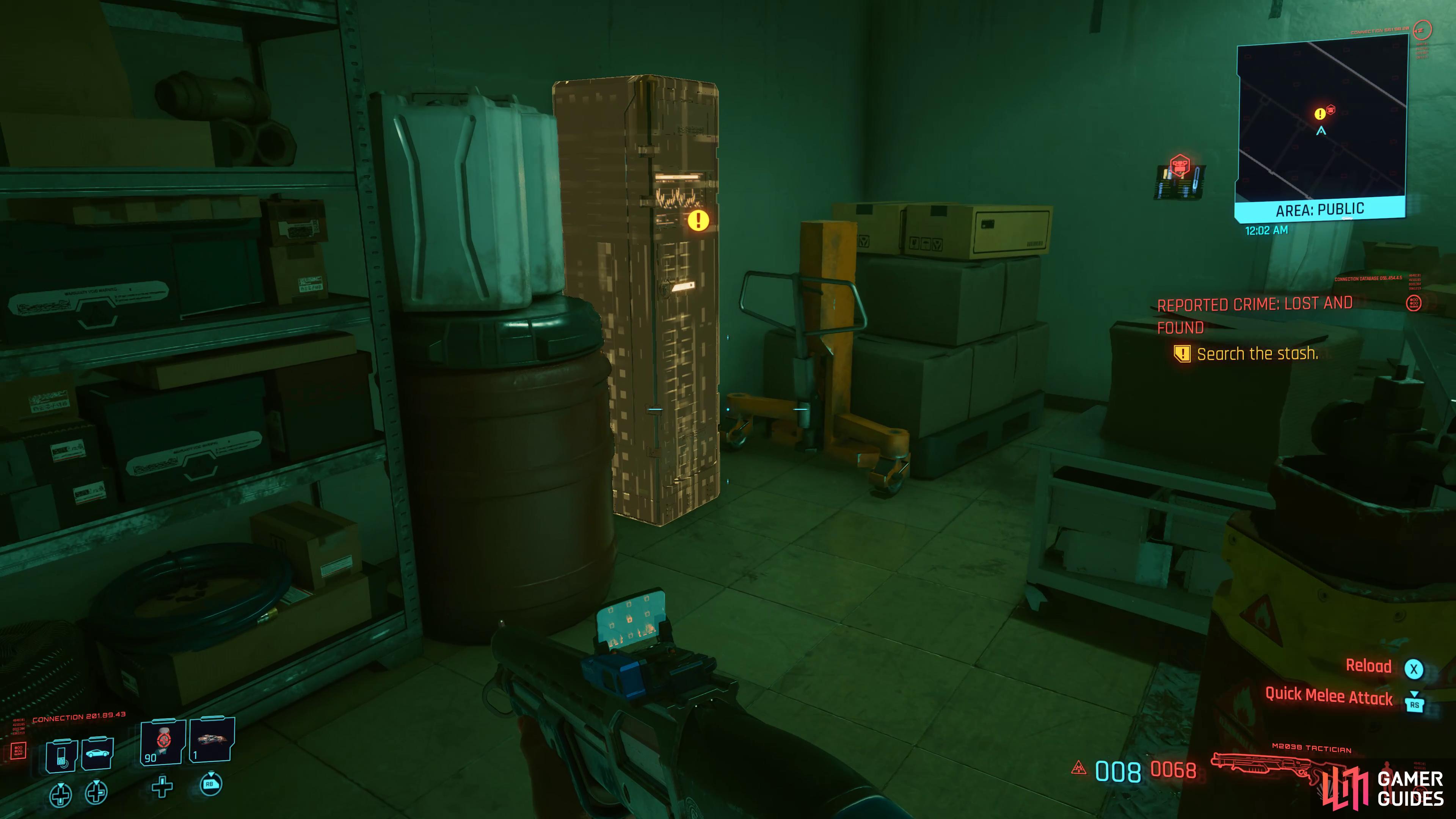 loot the locker in the garage once the area is clear.
