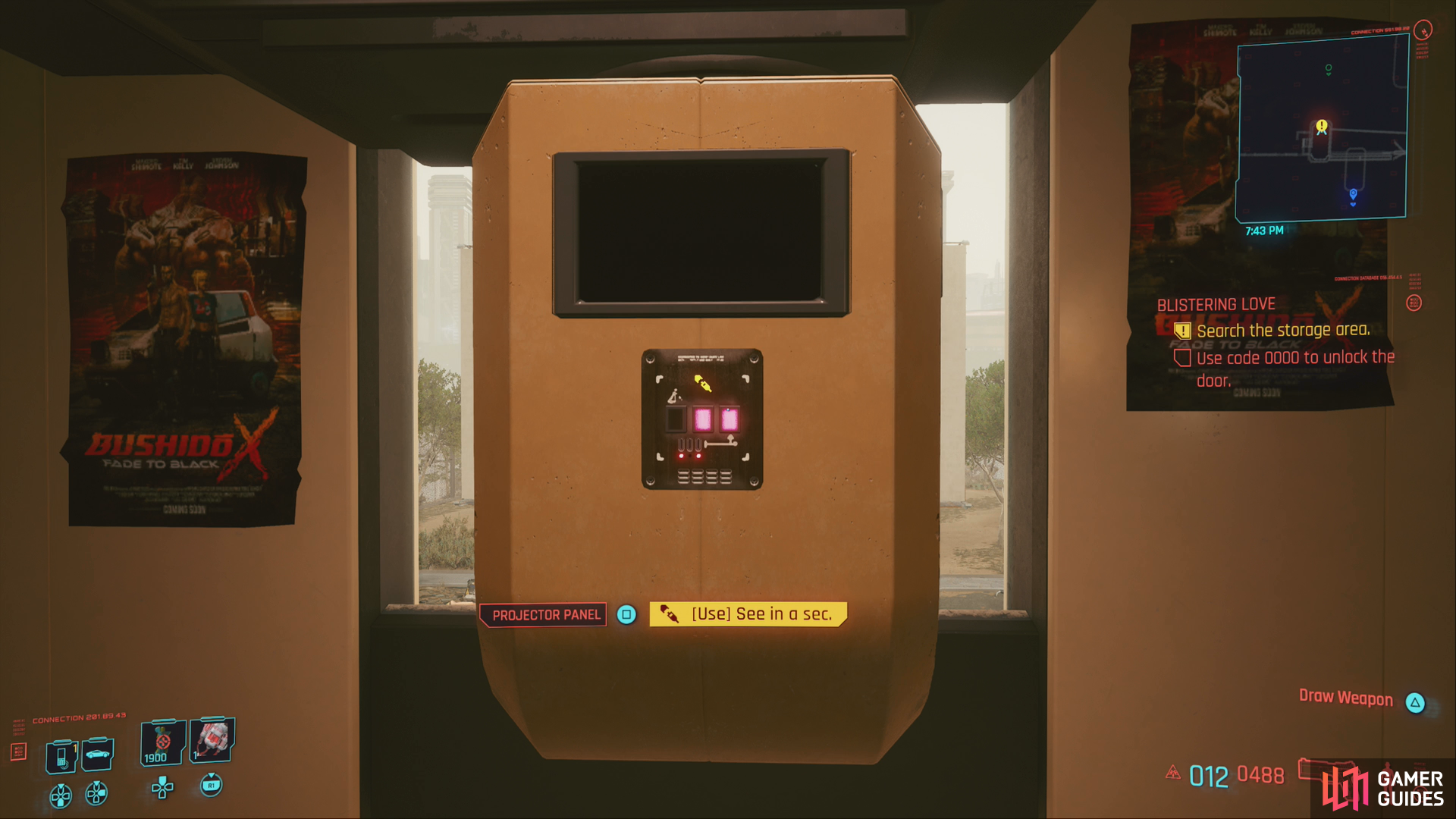 then head up to the projection room to get the projector working.