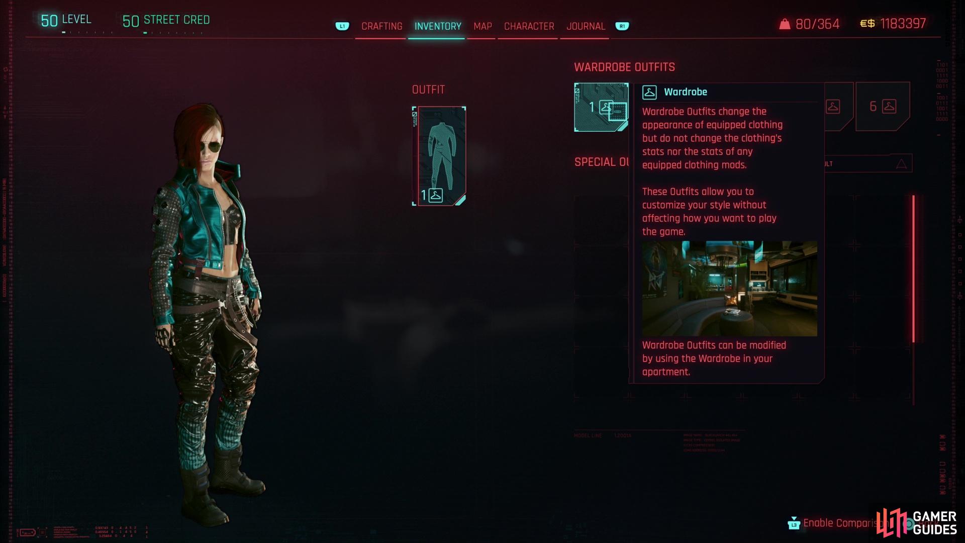 You can switch between any assembled outfits at any time - these will replace the likeness, but not the stats, of your currently equipped clothing.