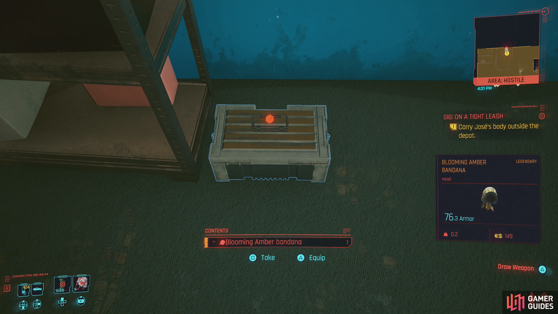 then loot a nearby container for a legendary drop.