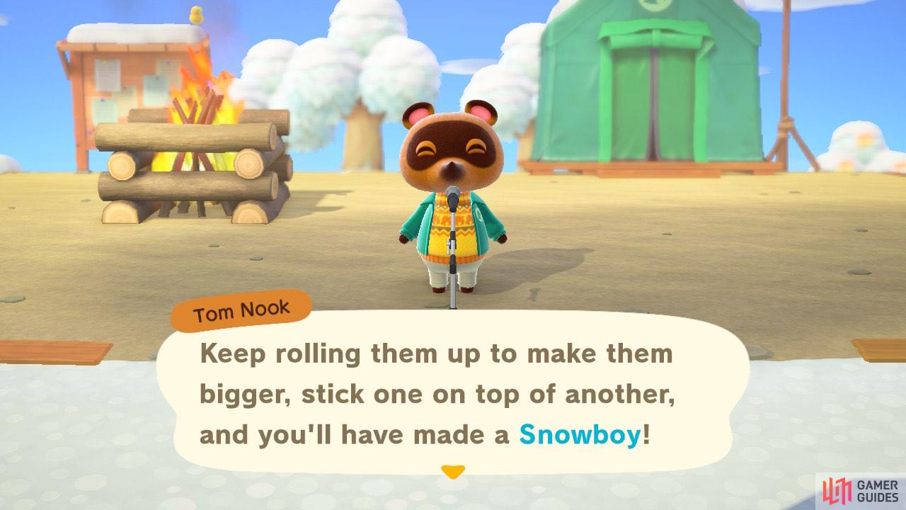 Tom Nook will explain Snowboys when Winter has arrived on your island.