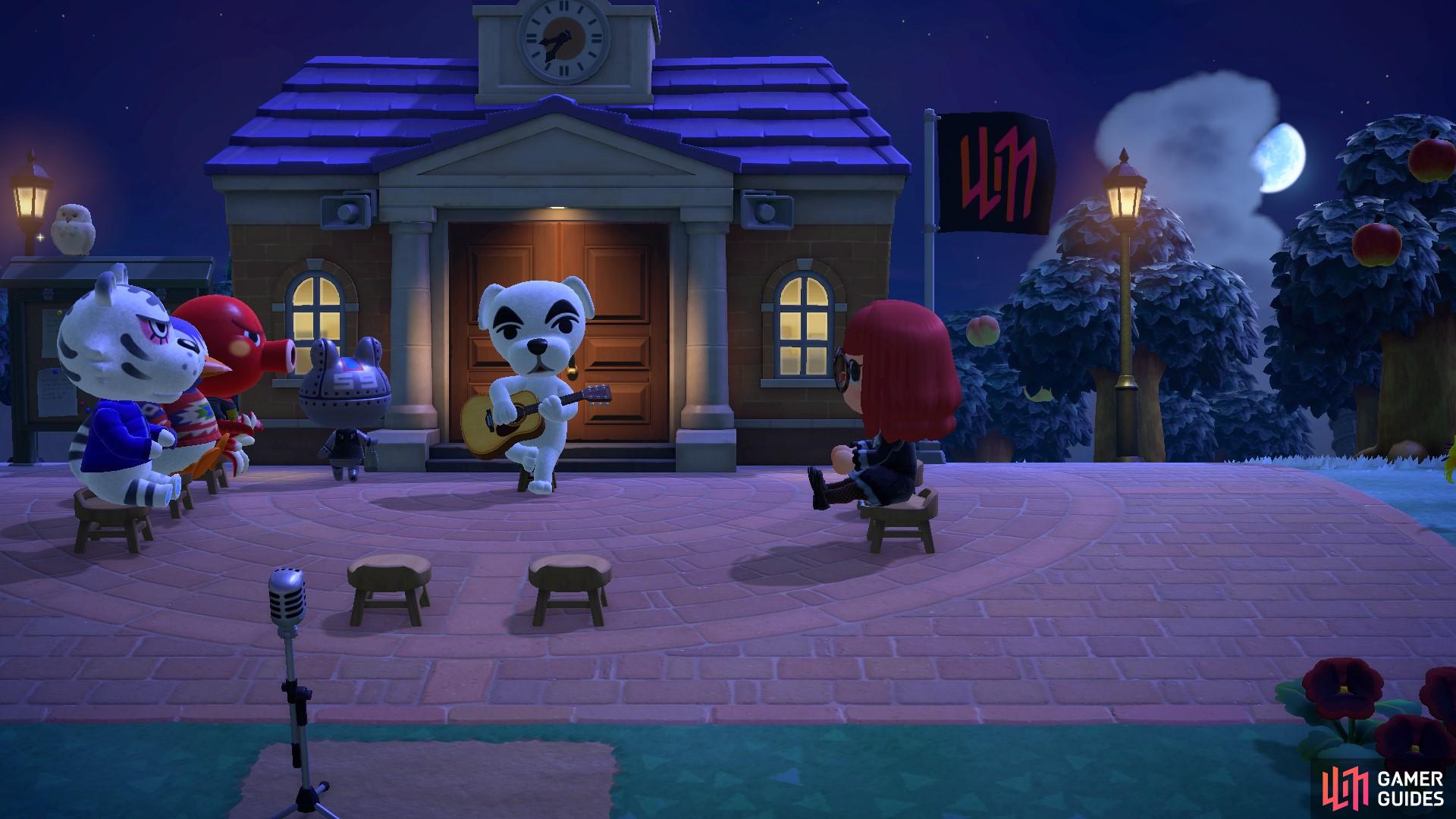 Throughout the day, your villagers will sit and have a listen to K.K.'s tunes.