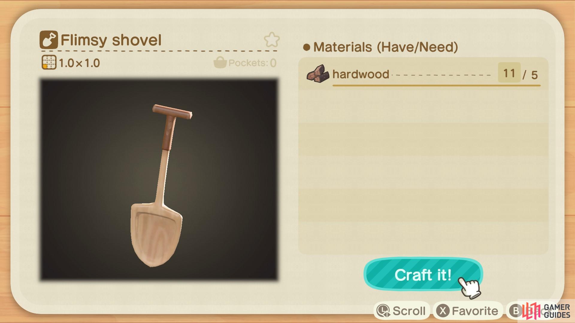 This is a cheap shovel to craft.