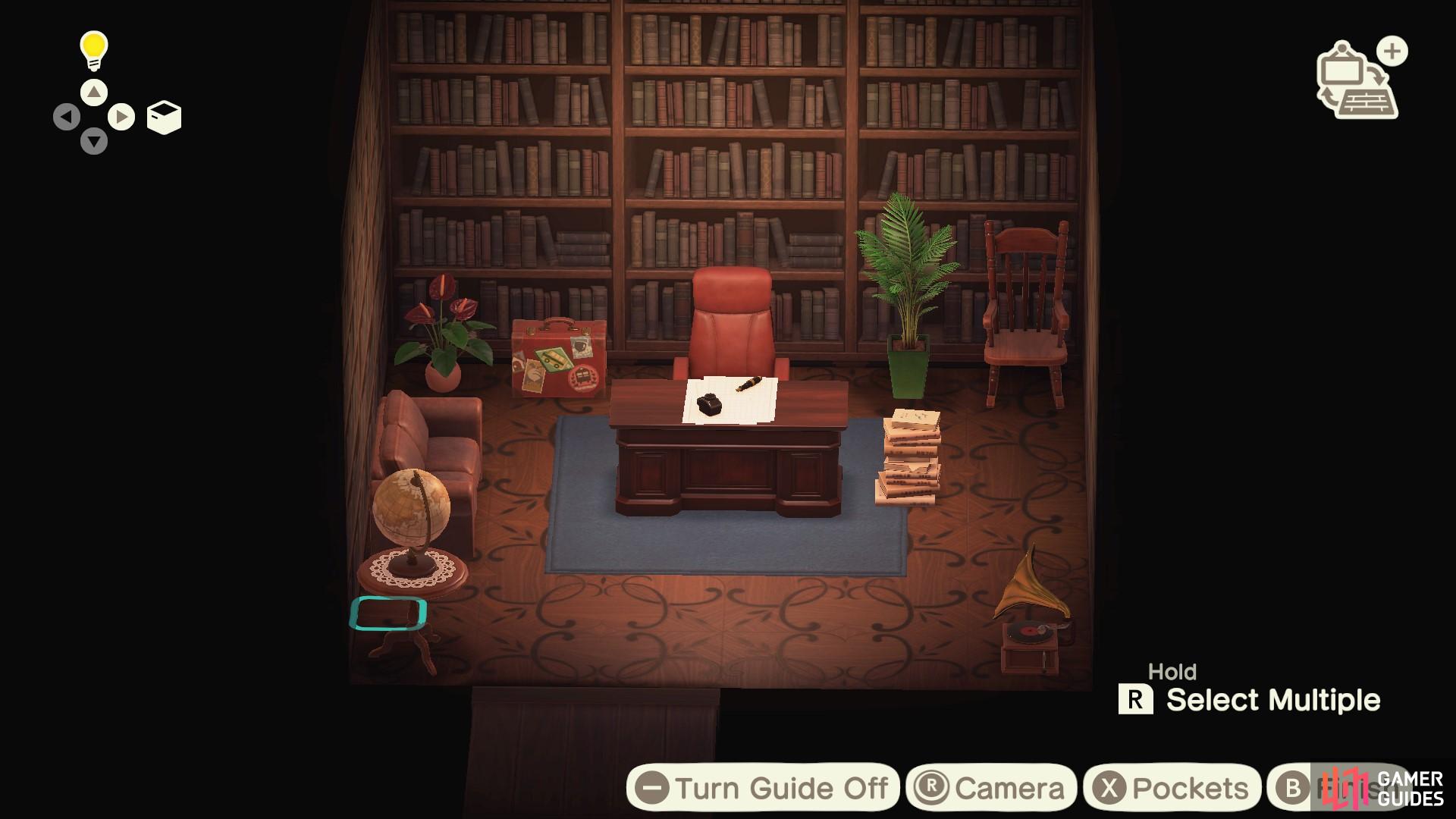 If you collect enough fancy things, you can turn your new room into a posh study.
