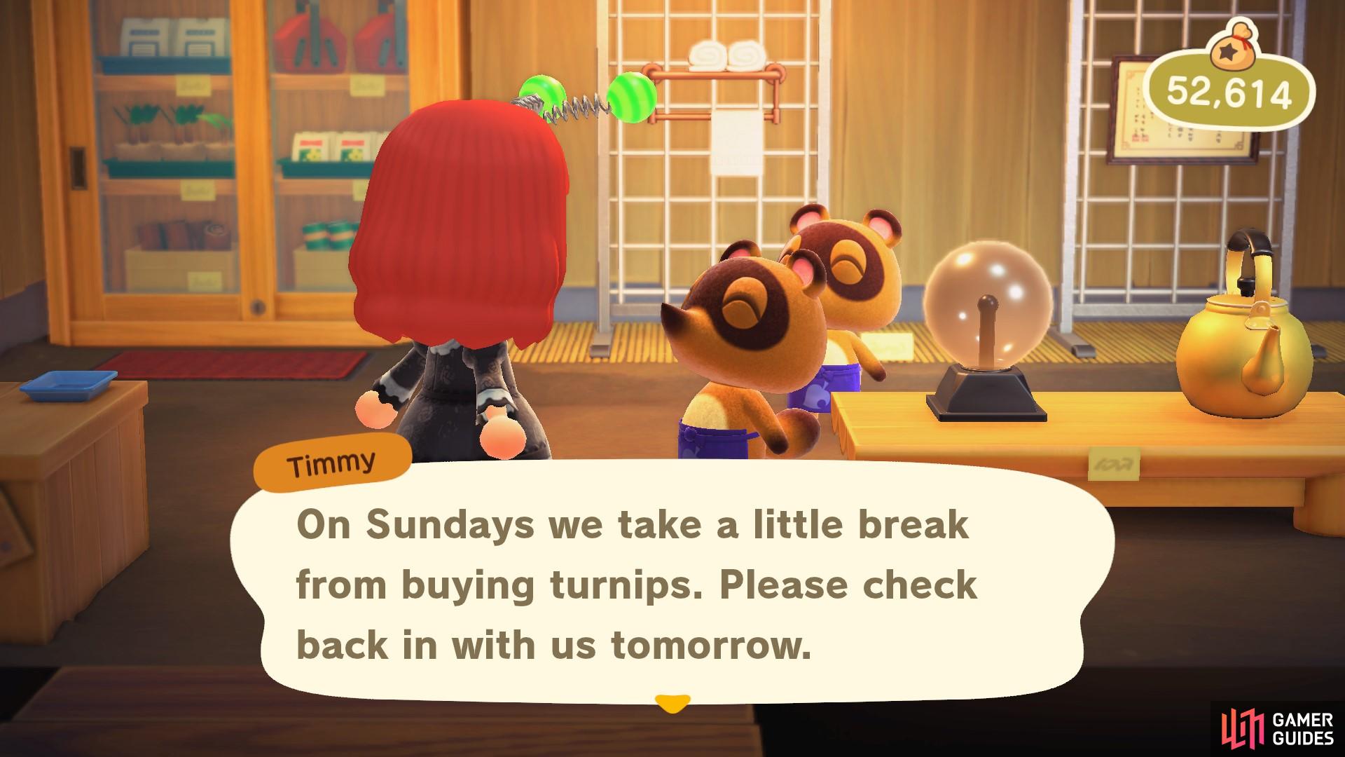 You can't sell turnips on Sundays. 