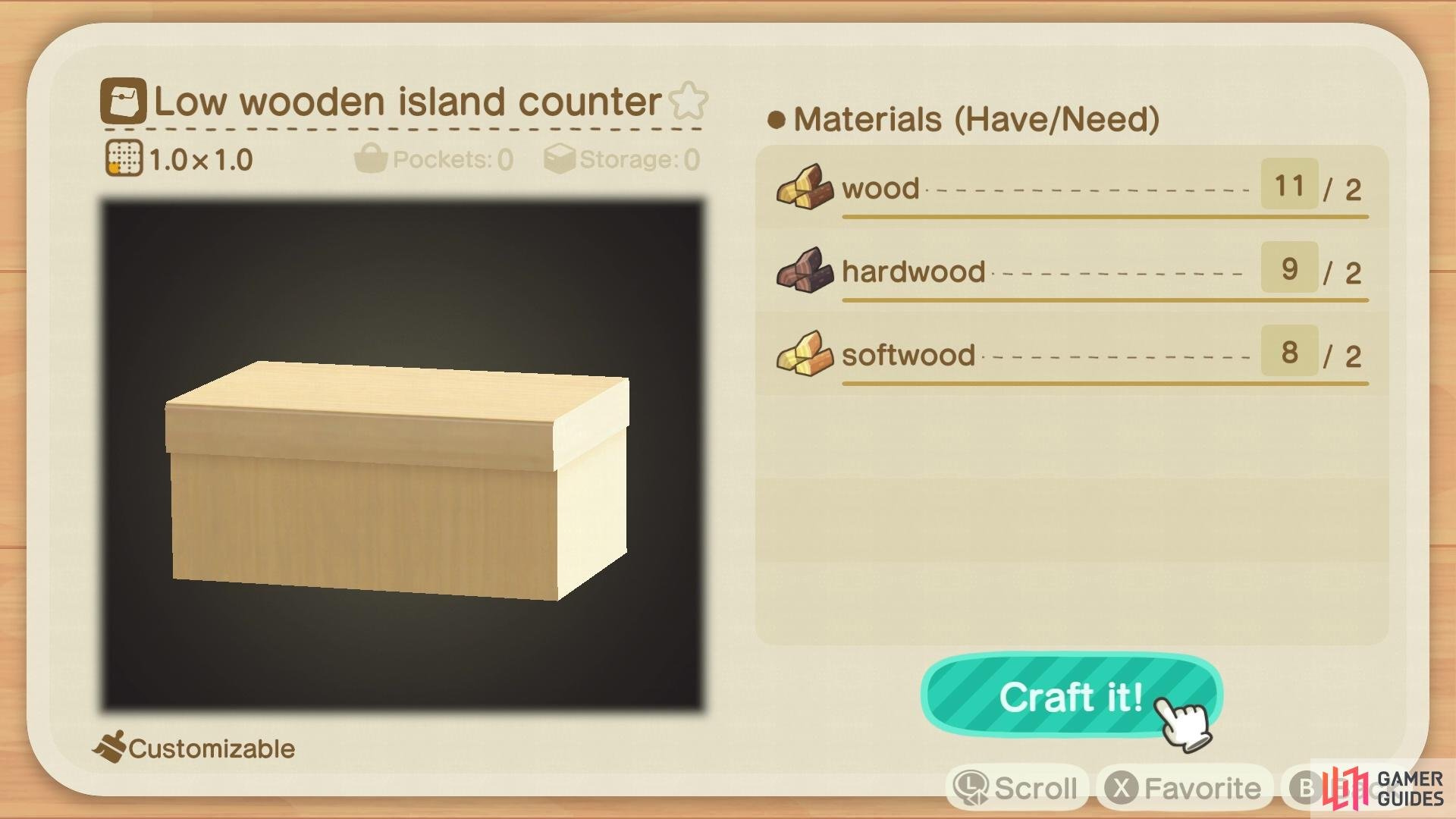 Low Wooden Island Counter.