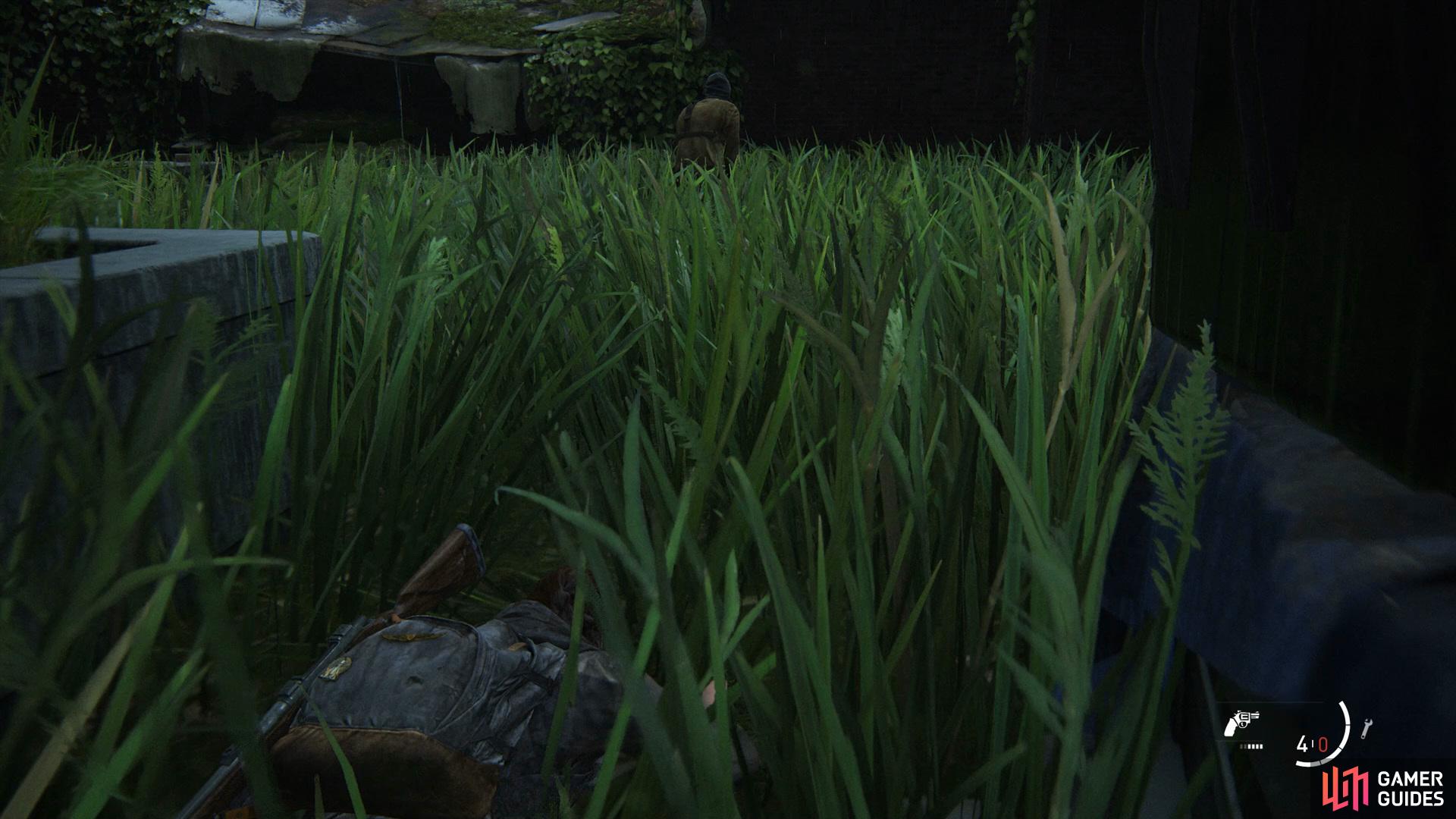 then when you reach the open room use the grass to sneak up on the enemies. 