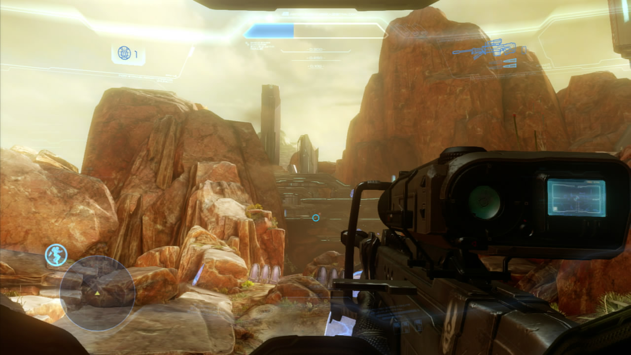 The sniper rifle has remained unchanged throughout the entire series and Halo 4 wasn't ready to change it up. It features a scope with two levels of zoom and can fire up to four shots in quick succession before reloading. The only downside? The shots will fire will leave a tracer so anybody who sees it will know where you are. It will be a one-shot kill if you can cap somebody in the head, or two in the body.