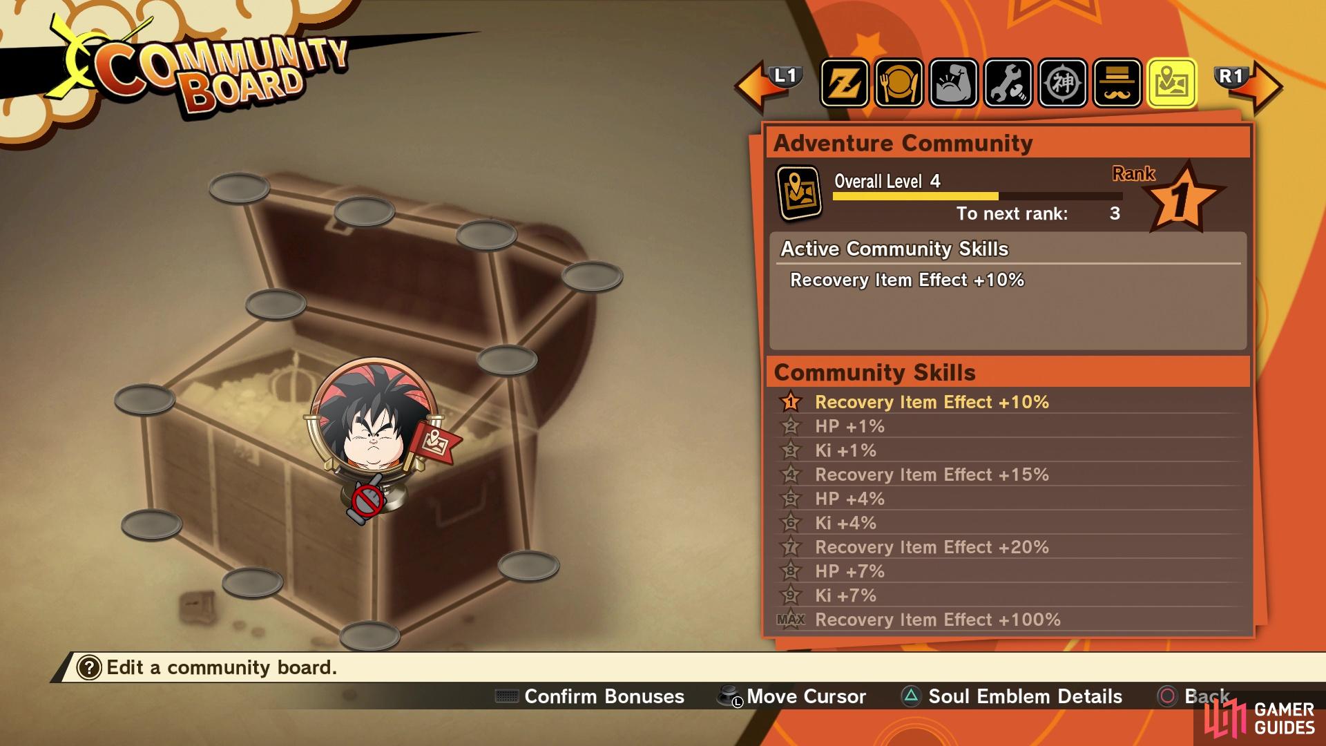 Yajirobe's Soul Emblem unlocks the Adventure Community Board