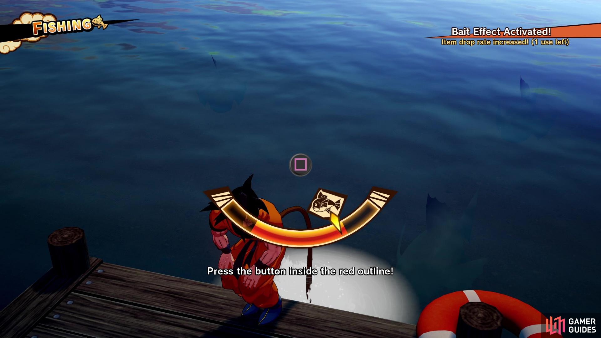 Stop the cursor in the highlighted area to make it easier to catch the fish