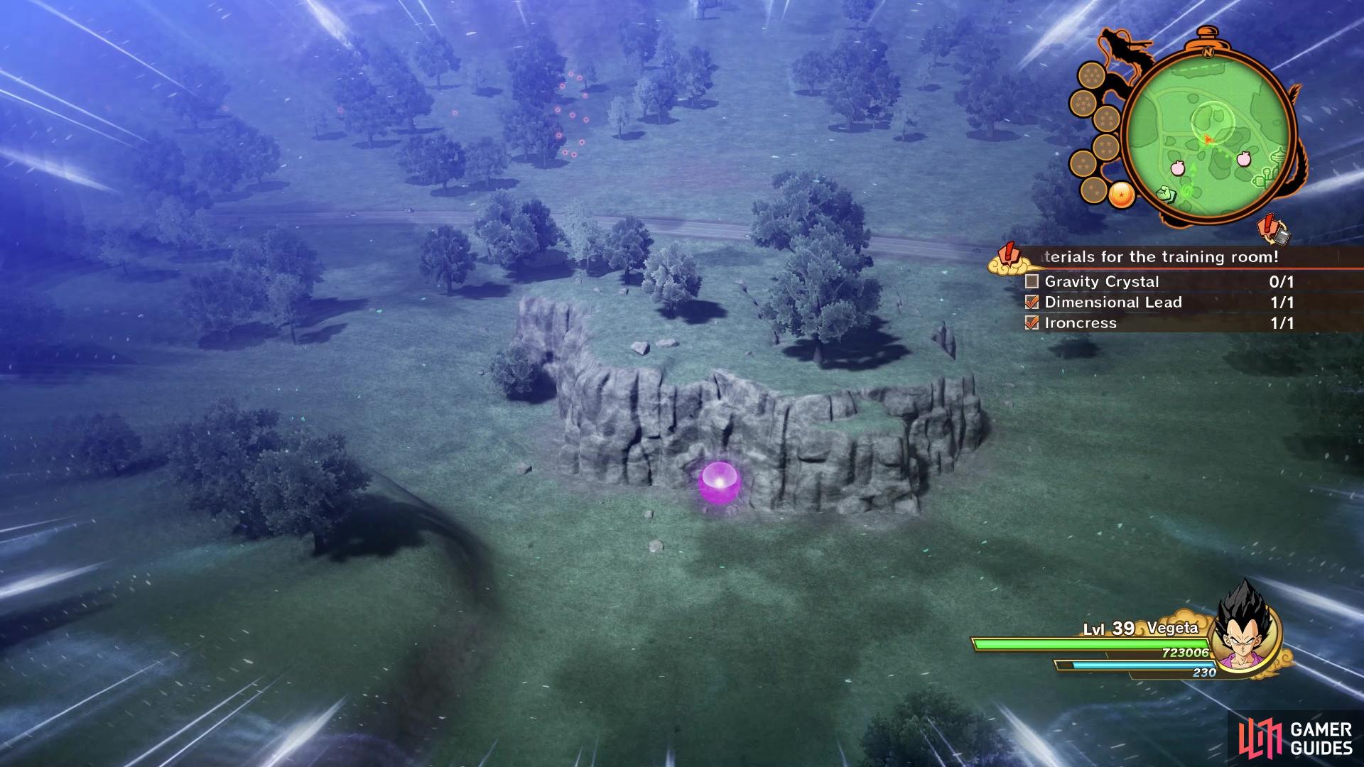 The location of the Gravity Crystal item
