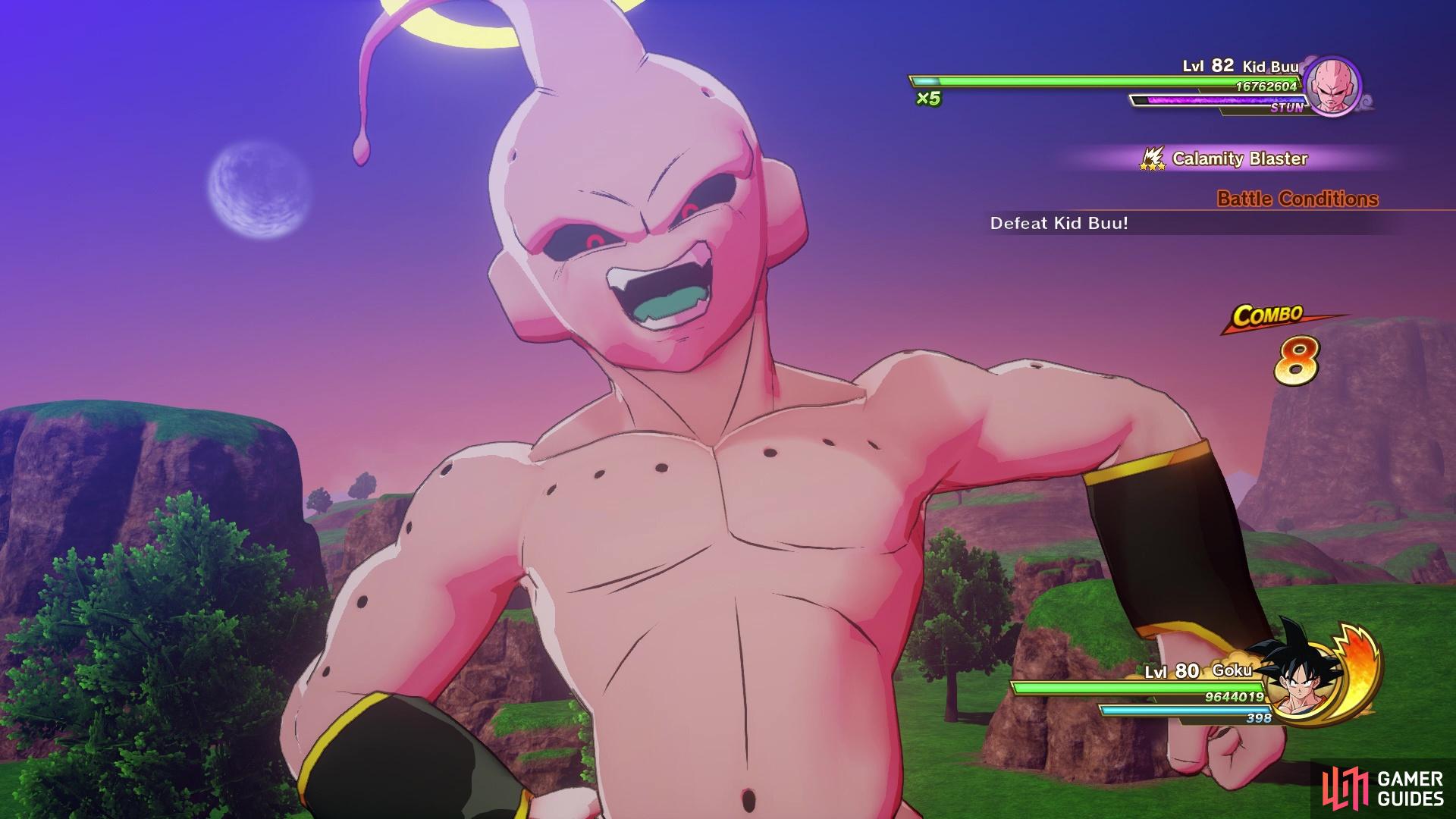 Kid Buu will always open up with Calamity Blaster