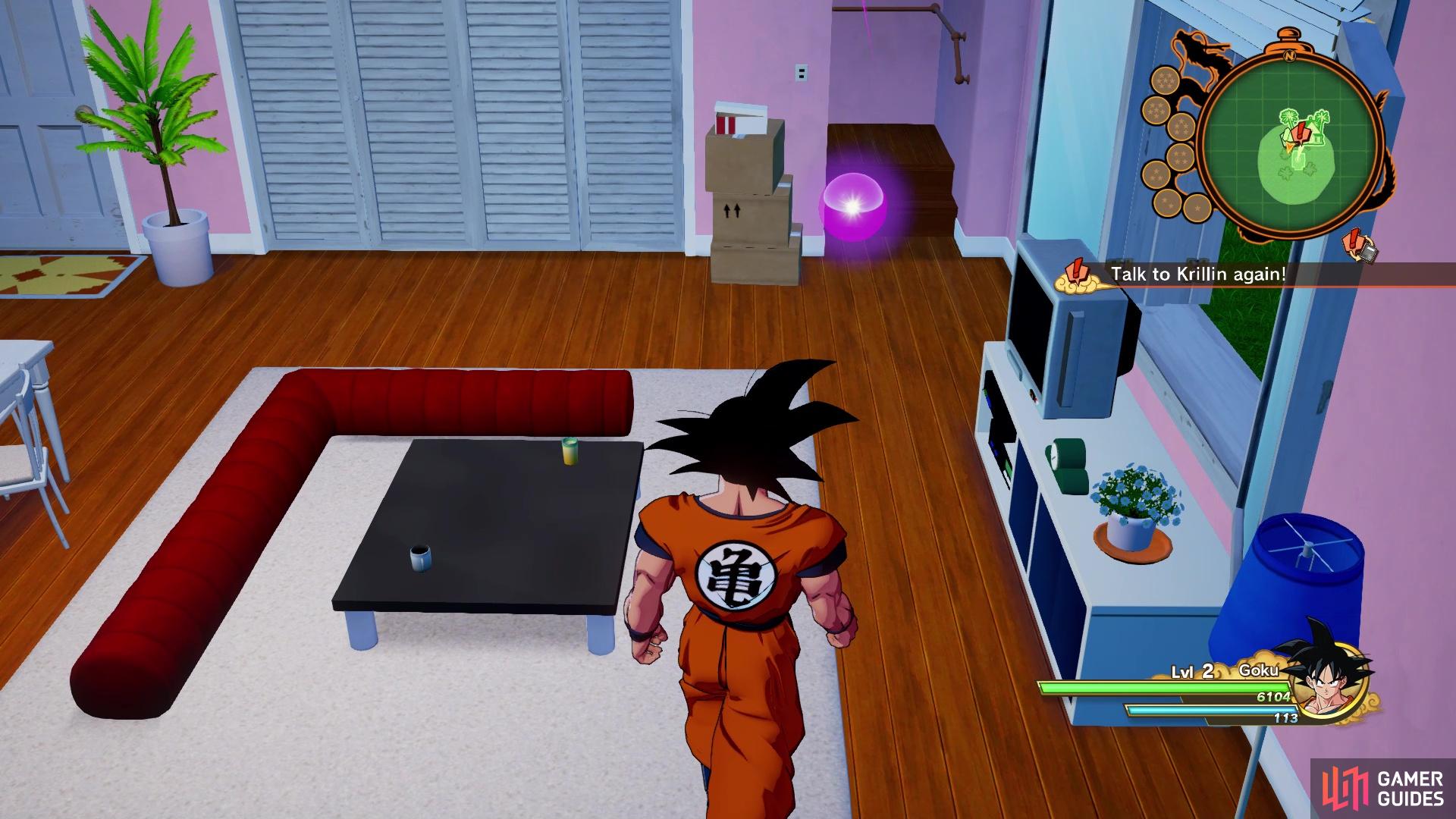 You can find an item inside Roshi's house from the purple orb