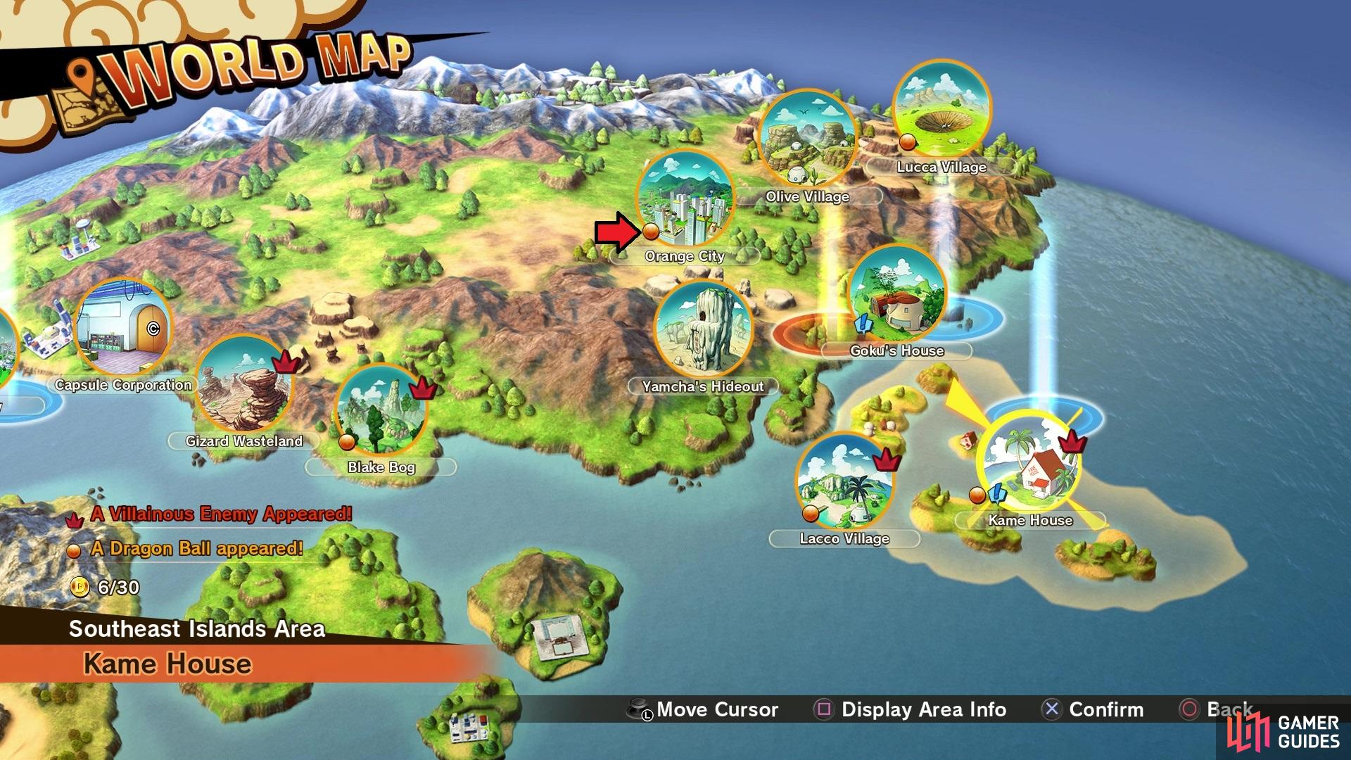 There is an icon on the world map when a Dragon Ball is present