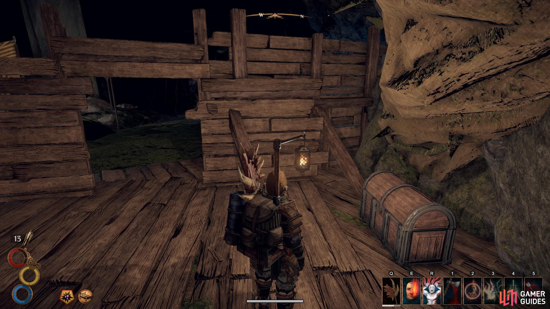 Be sure to loot the chest to your right on the wooden bridge.