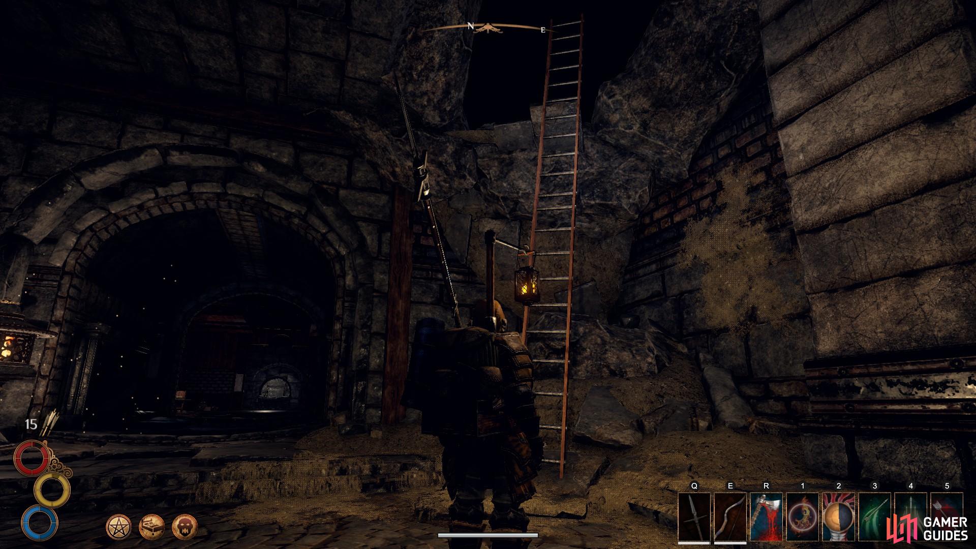 Climb the ladder to enter the Ancestor’s Resting Place.