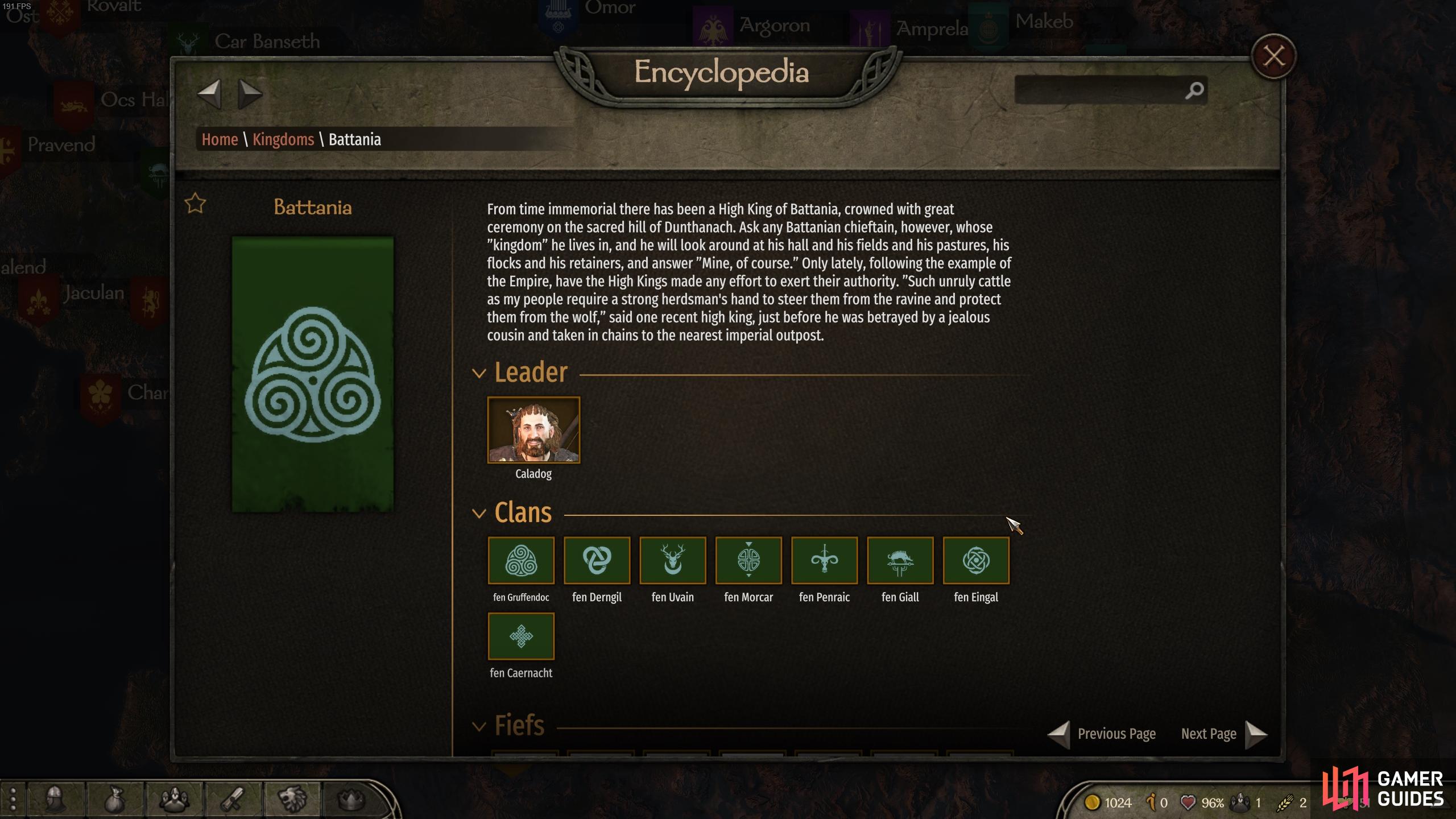 You can check each Kingdom tab to see its associated clans.