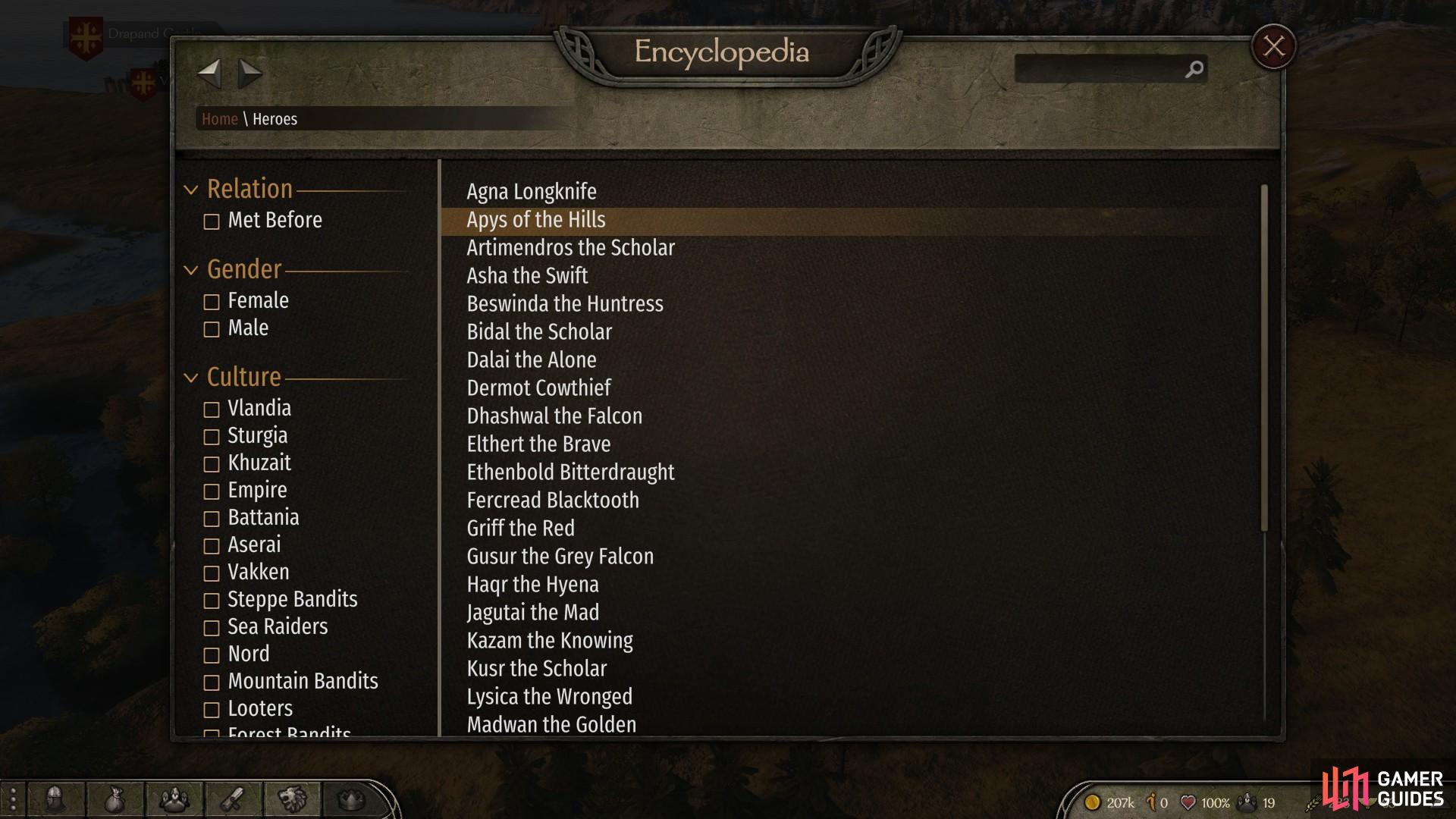 You will find a list of all companions in your specific game world by navigating to 'Heroes' and then 'Wanderer'.
