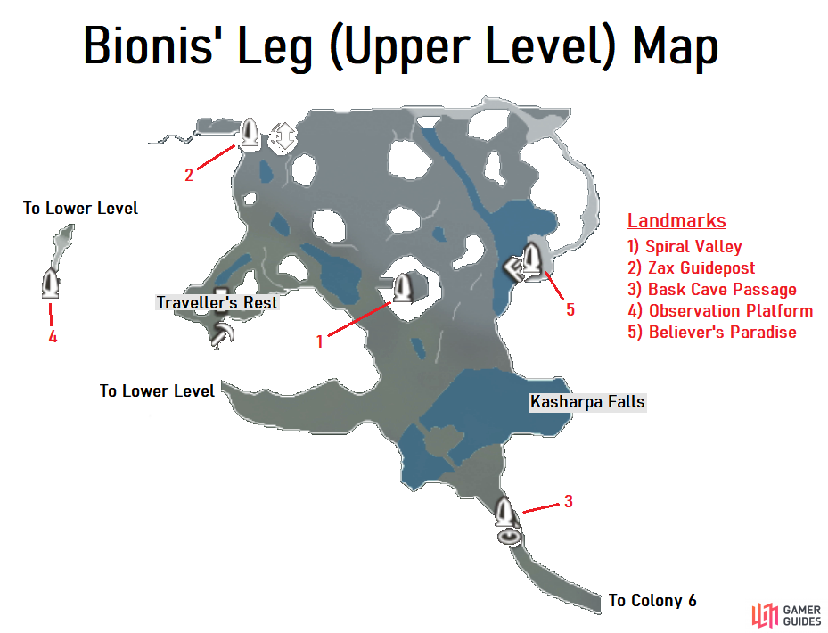 Upper Level Map for Bionis' Leg