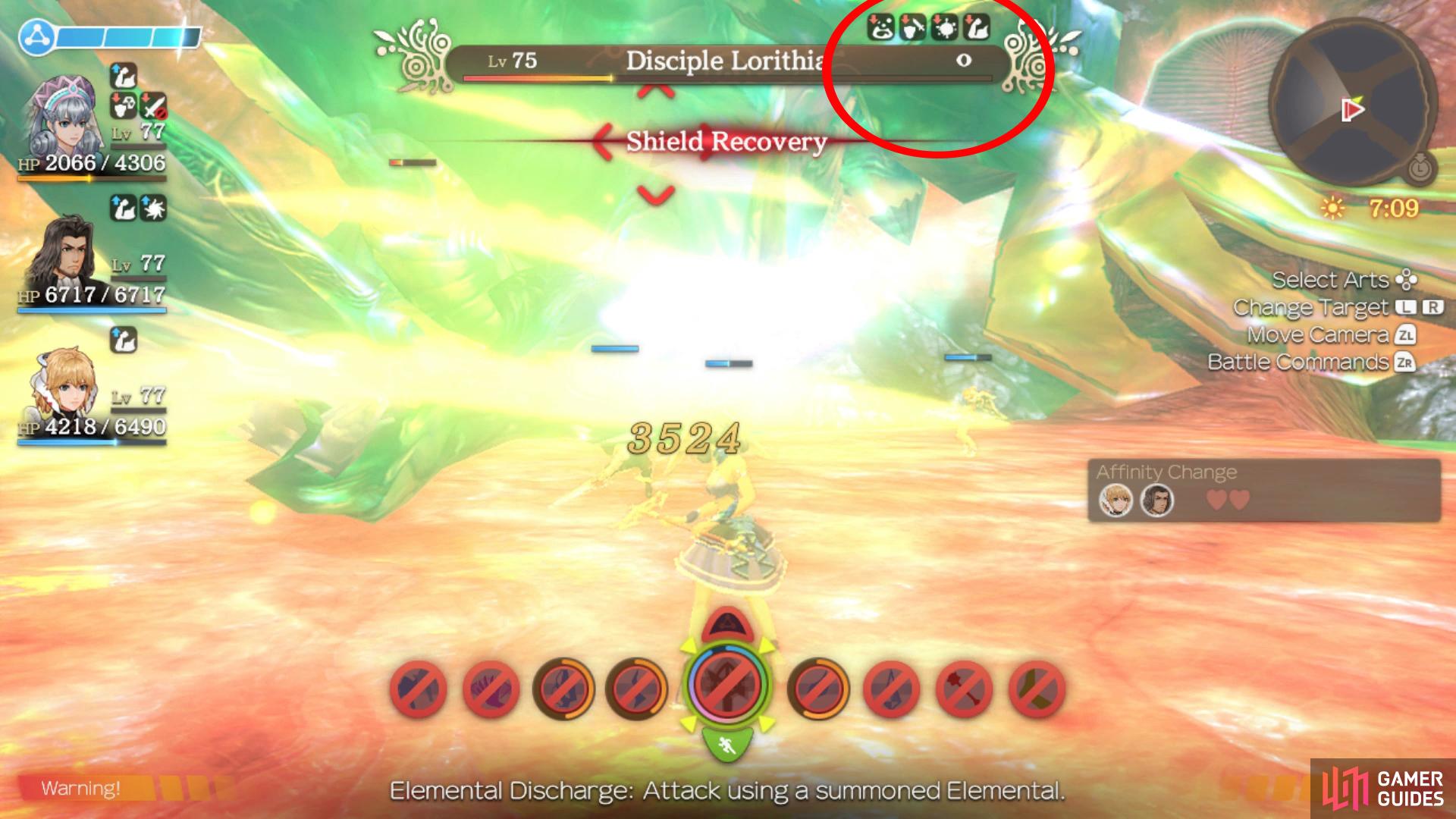 Lorithia will also use Shield Recovery to remove any Debuffs on her.