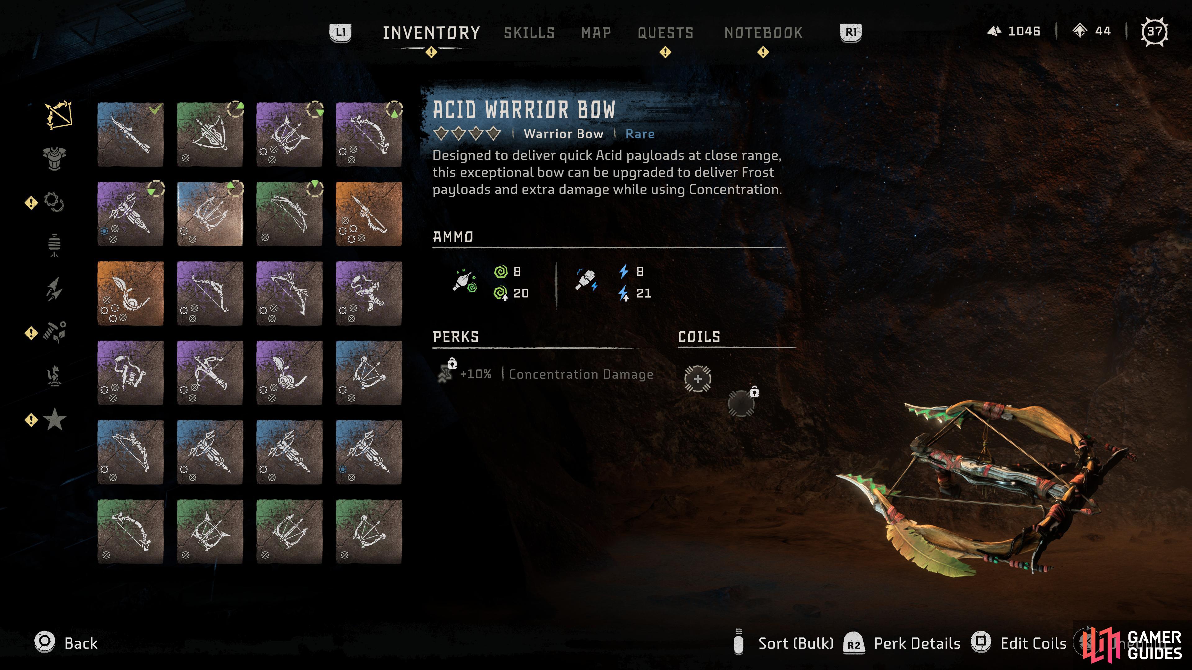 Overview of the Acid Warrior Bow.