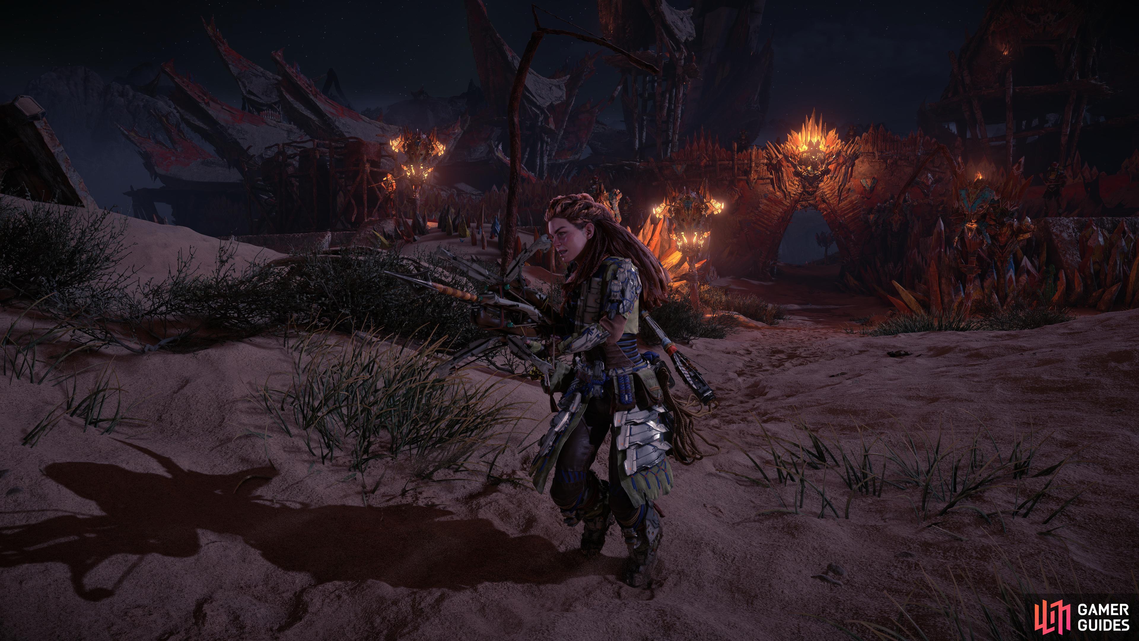 Aloy tests out her new Anchor Ropecaster.