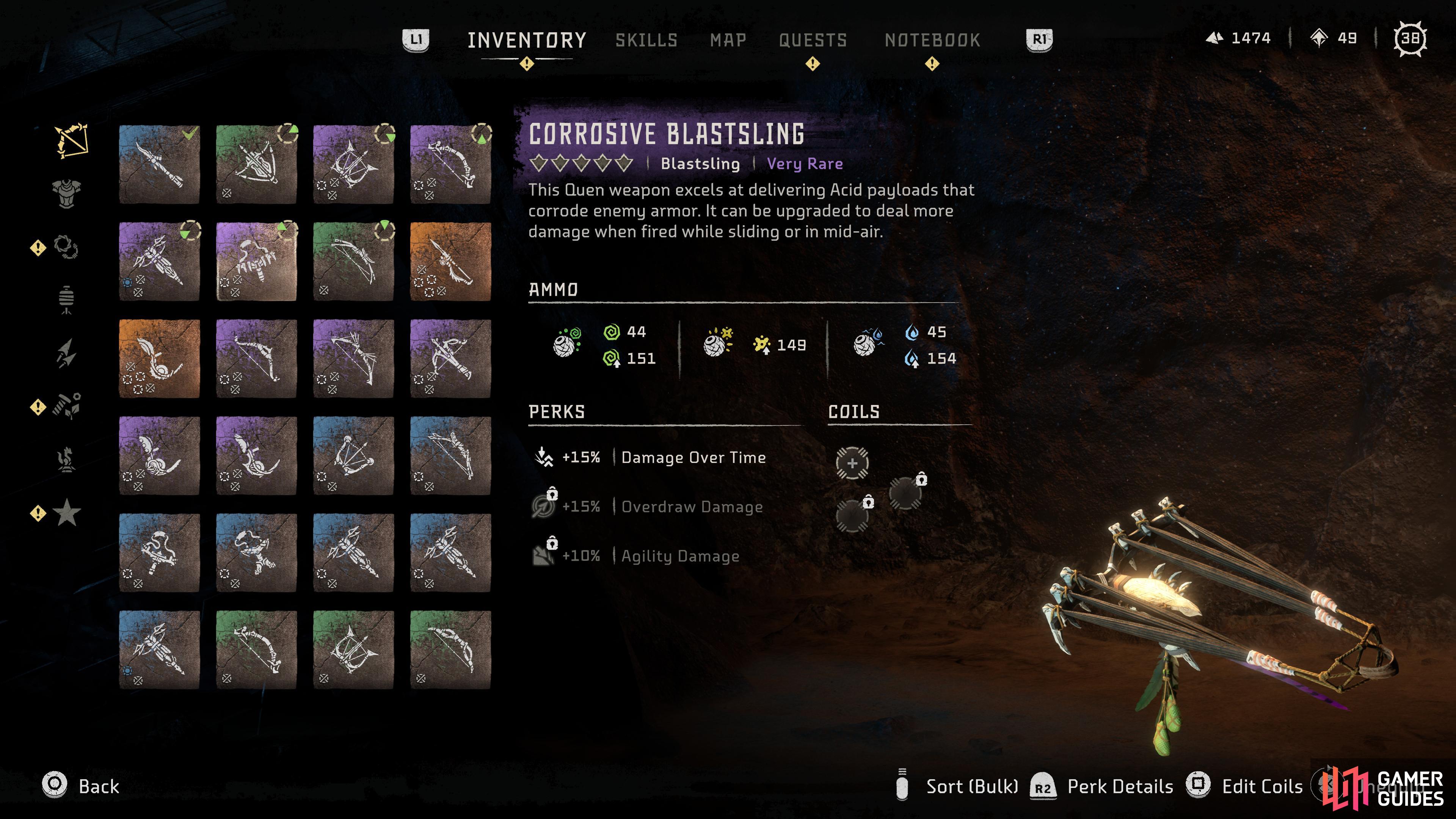 Overview of the Corrosive Blastsling.