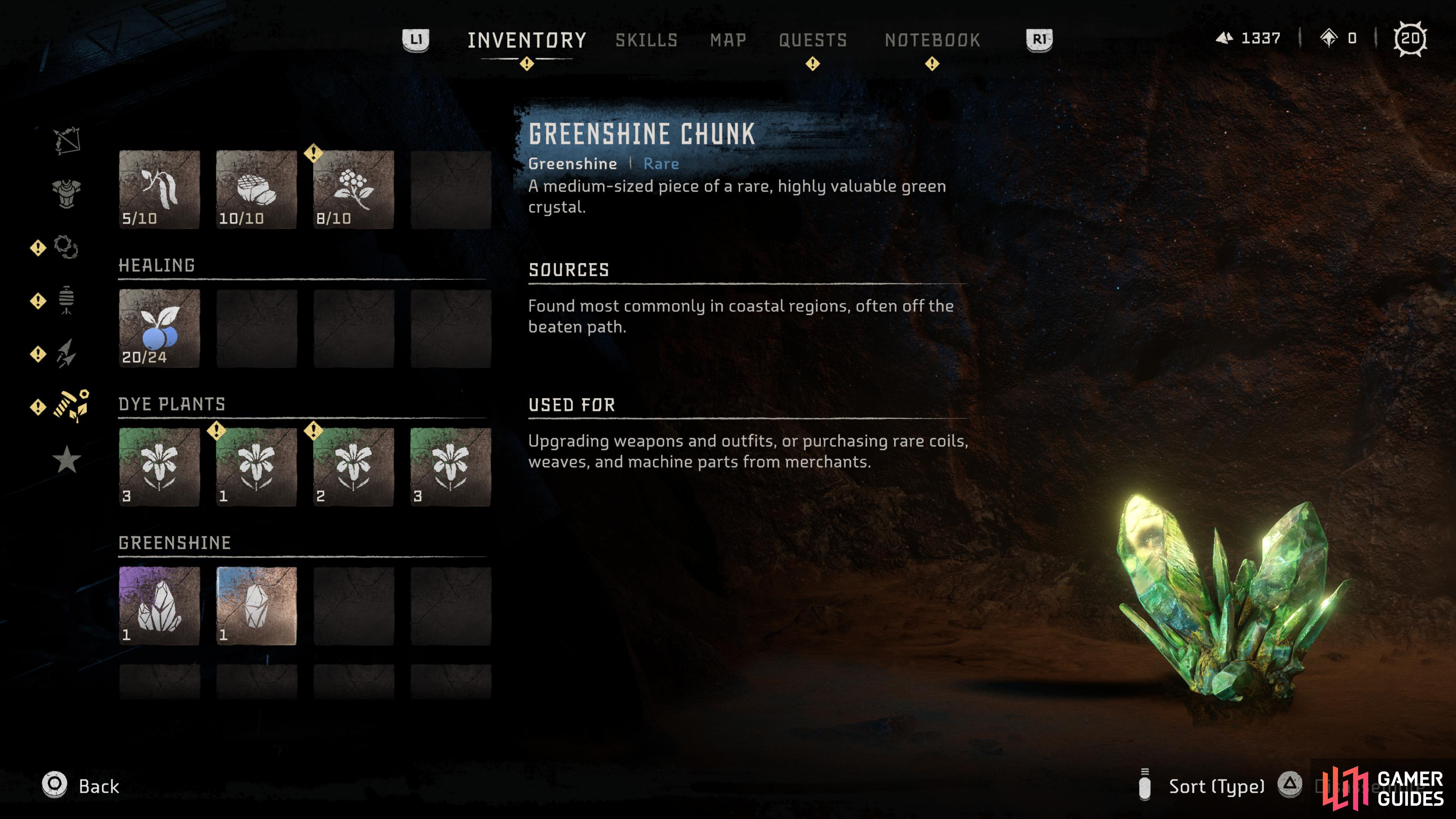 In-game screenshot of Greenshine Chunk