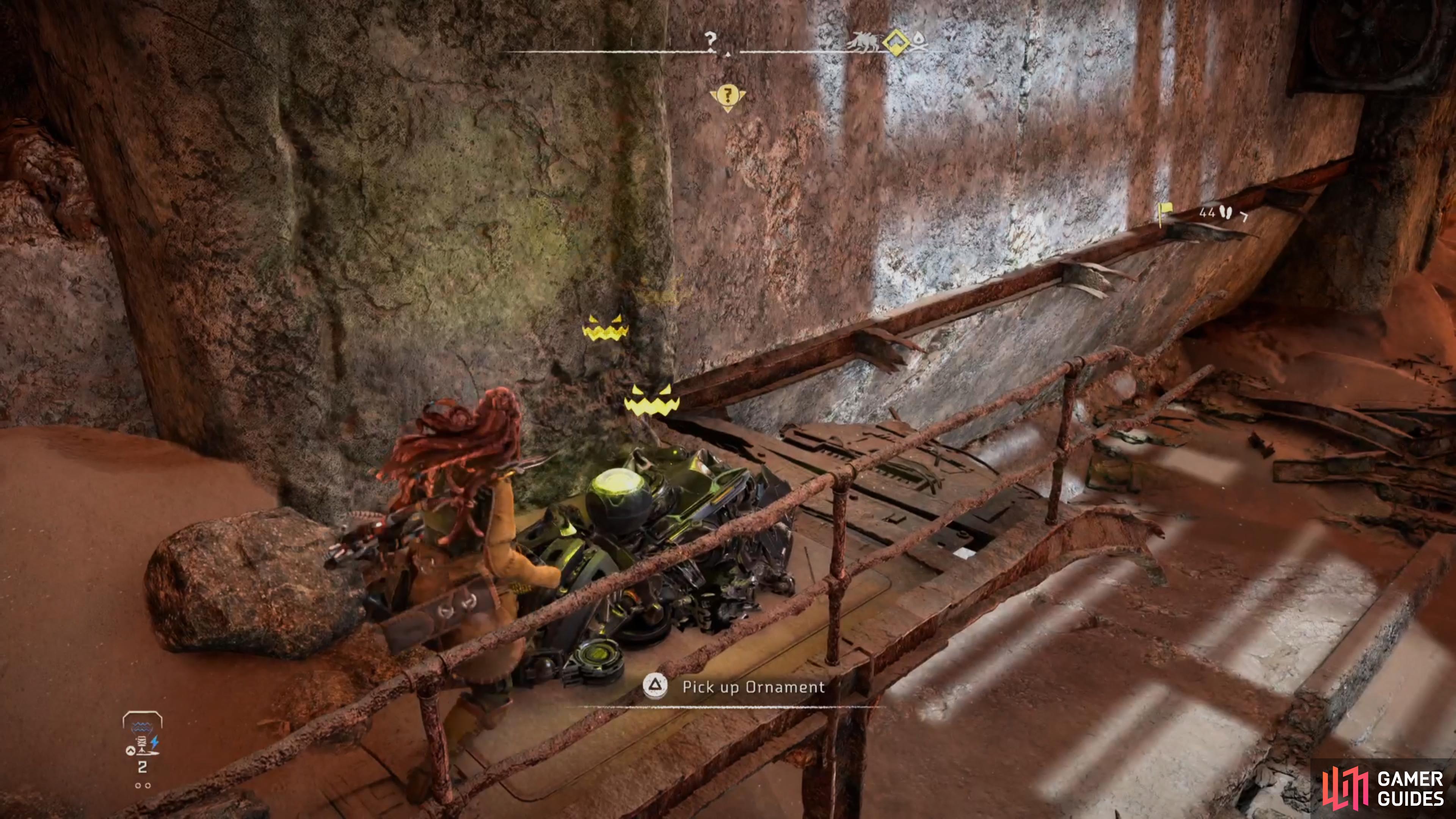 After some hard work, Aloy finally collects the ornament. 