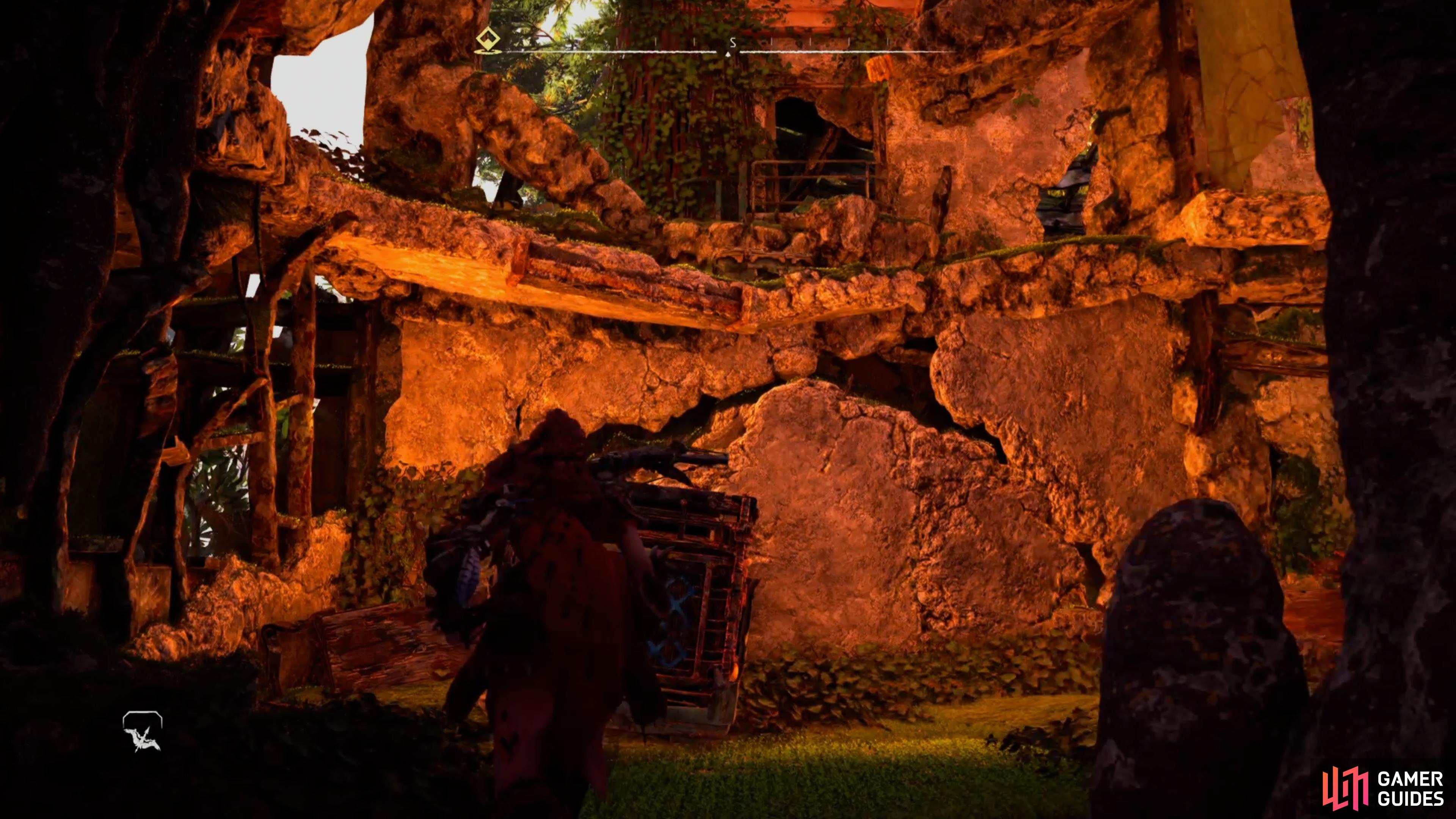 then position it here and climb up into the room above t