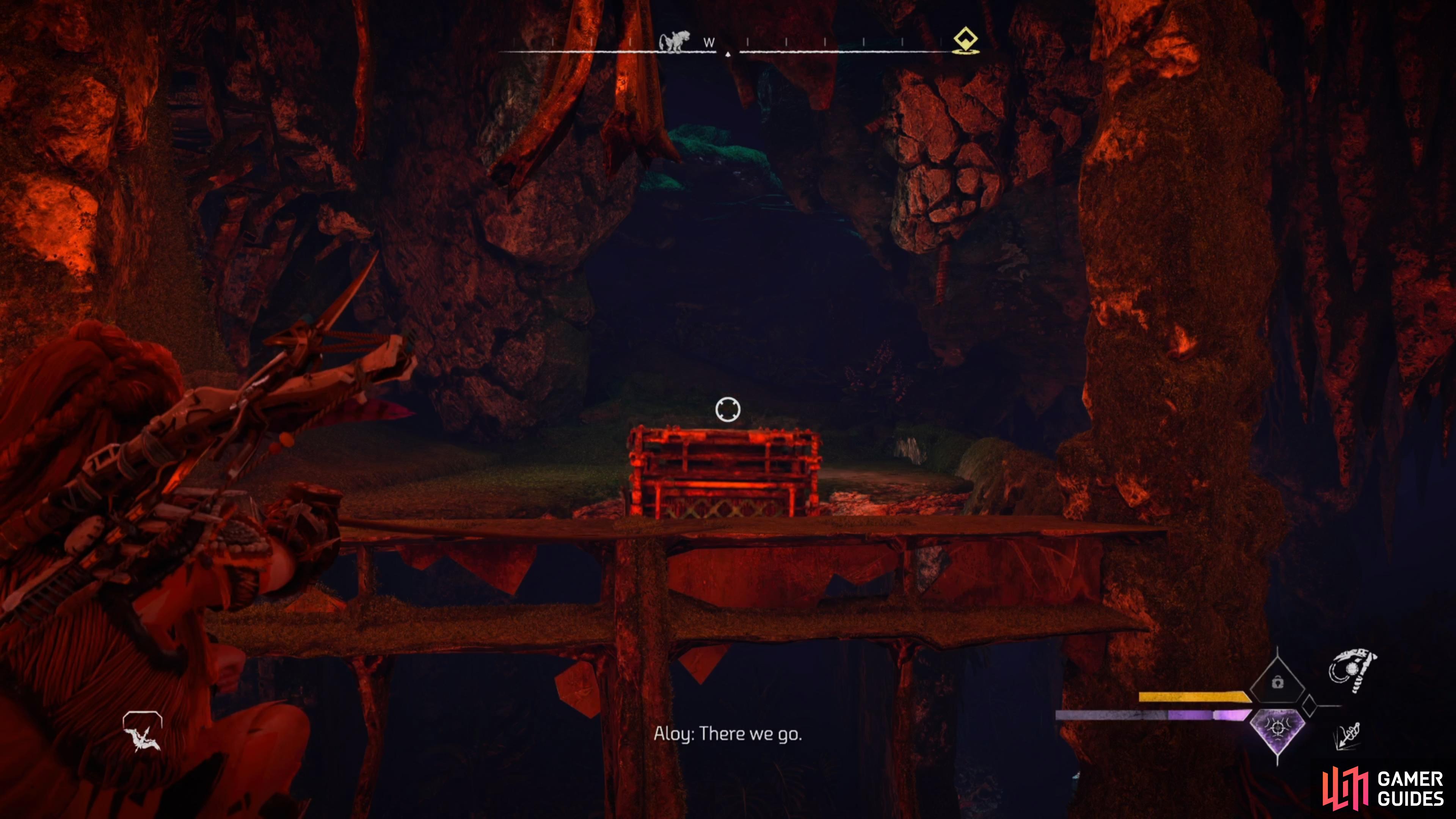 Head through the door and pull this crate into the water