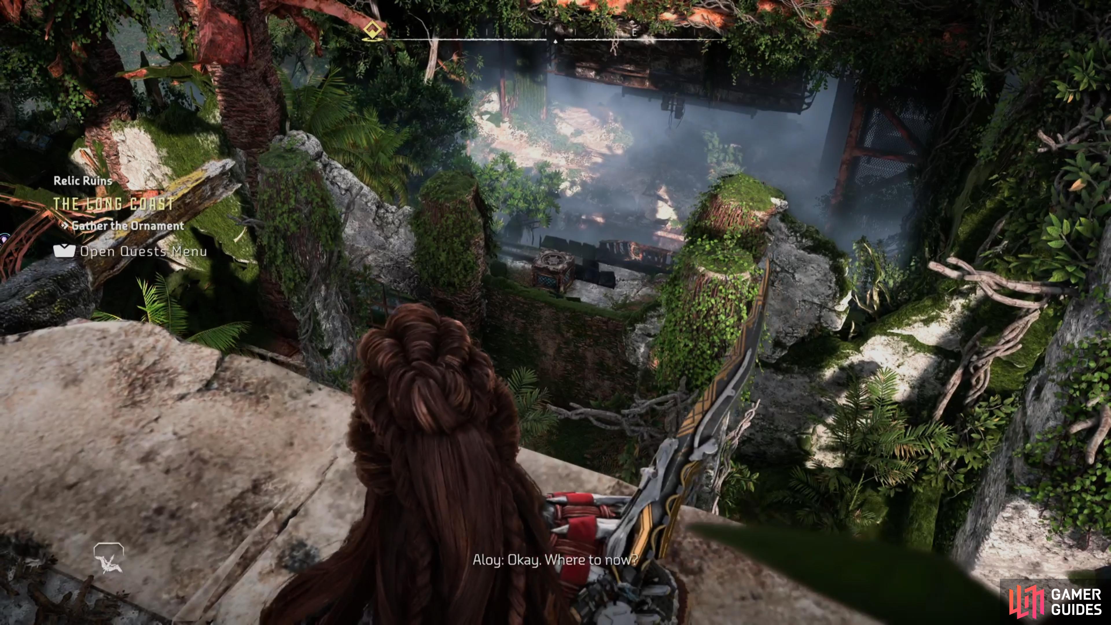 then take it up to the second floor and climb up the tower. Glide over to the crate and destroy the Firegleam wall.
