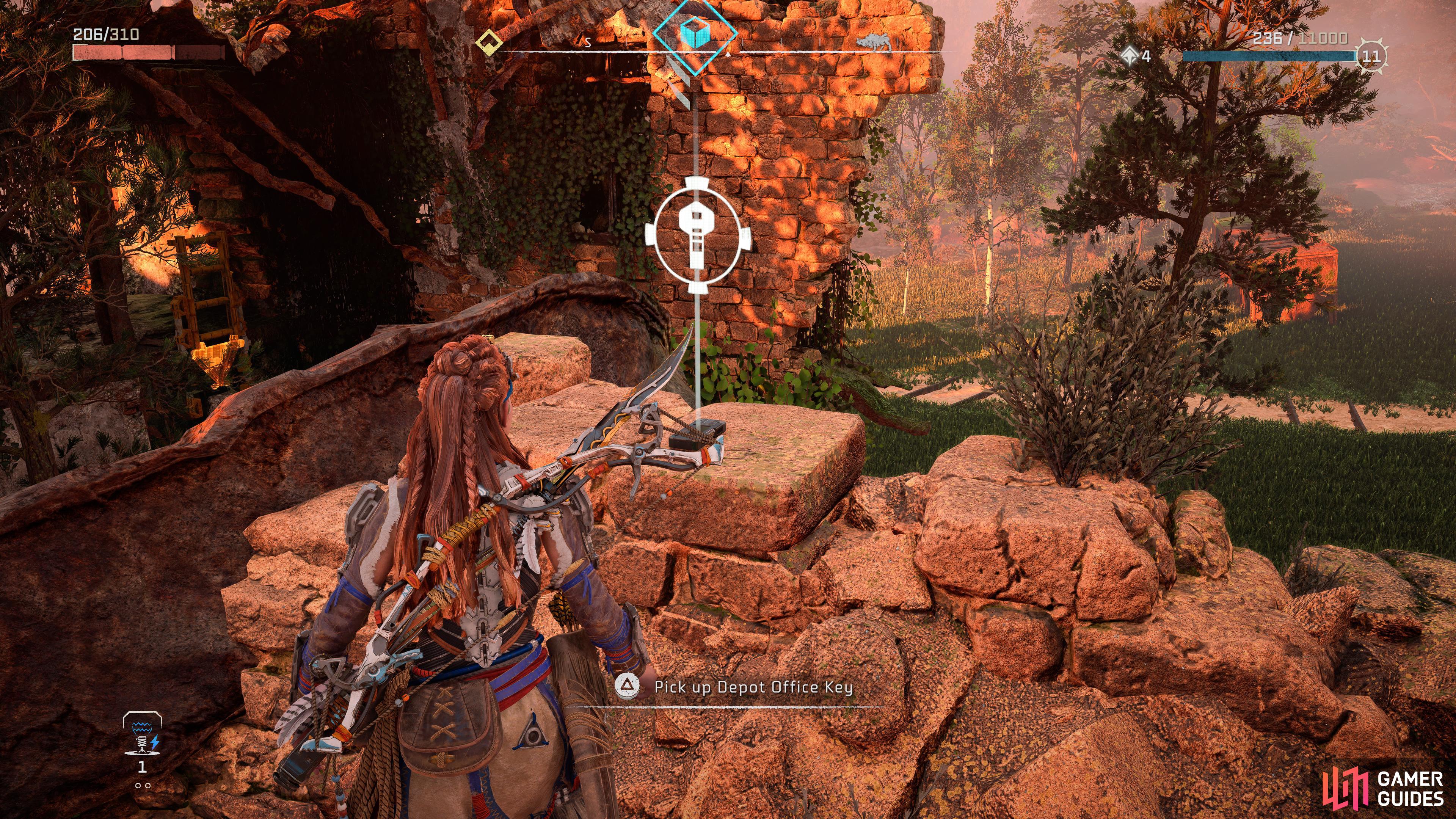Walk over the rope and collect the Depot Office Key