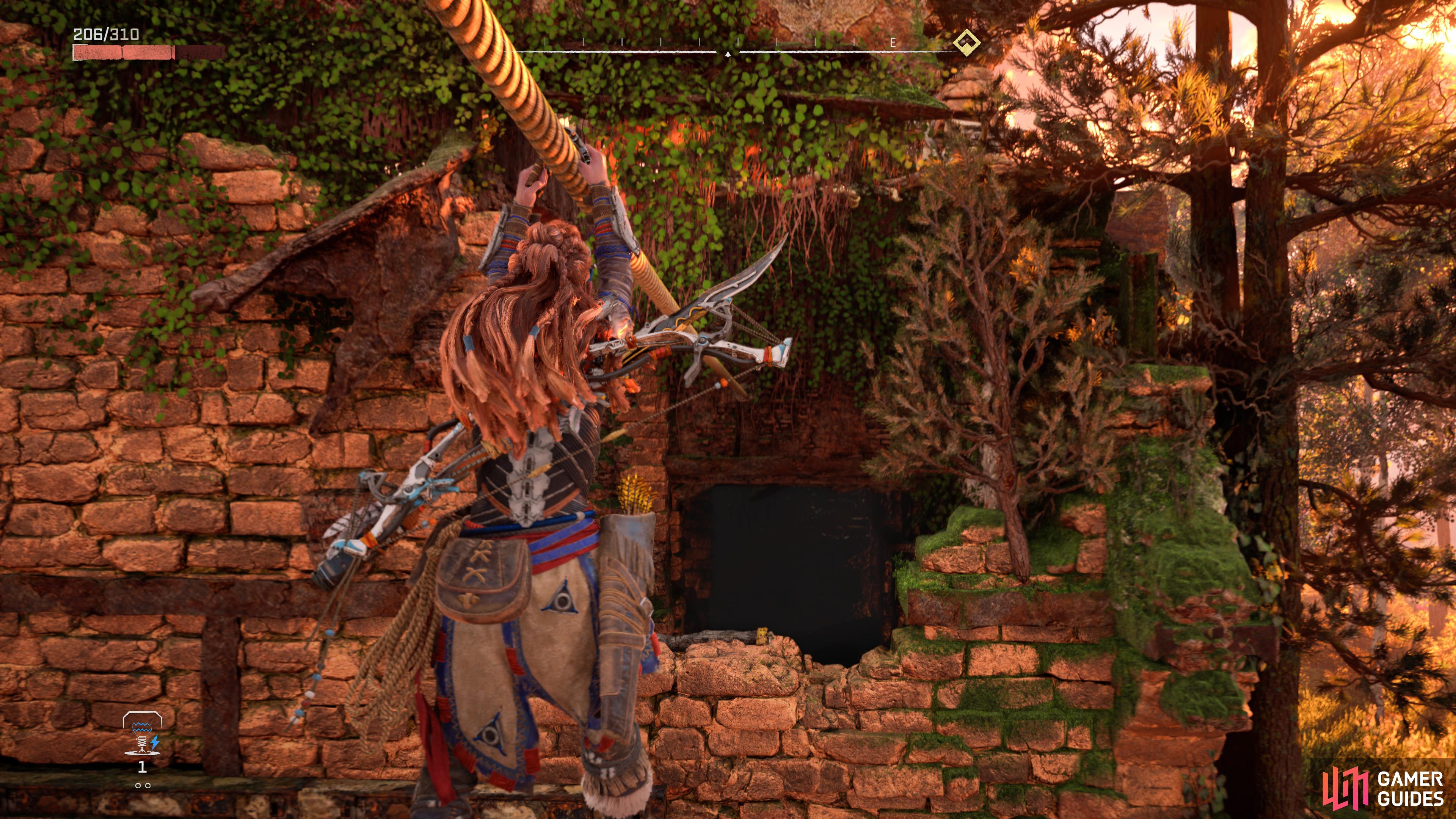 Use the zipline to reach the opposite room 