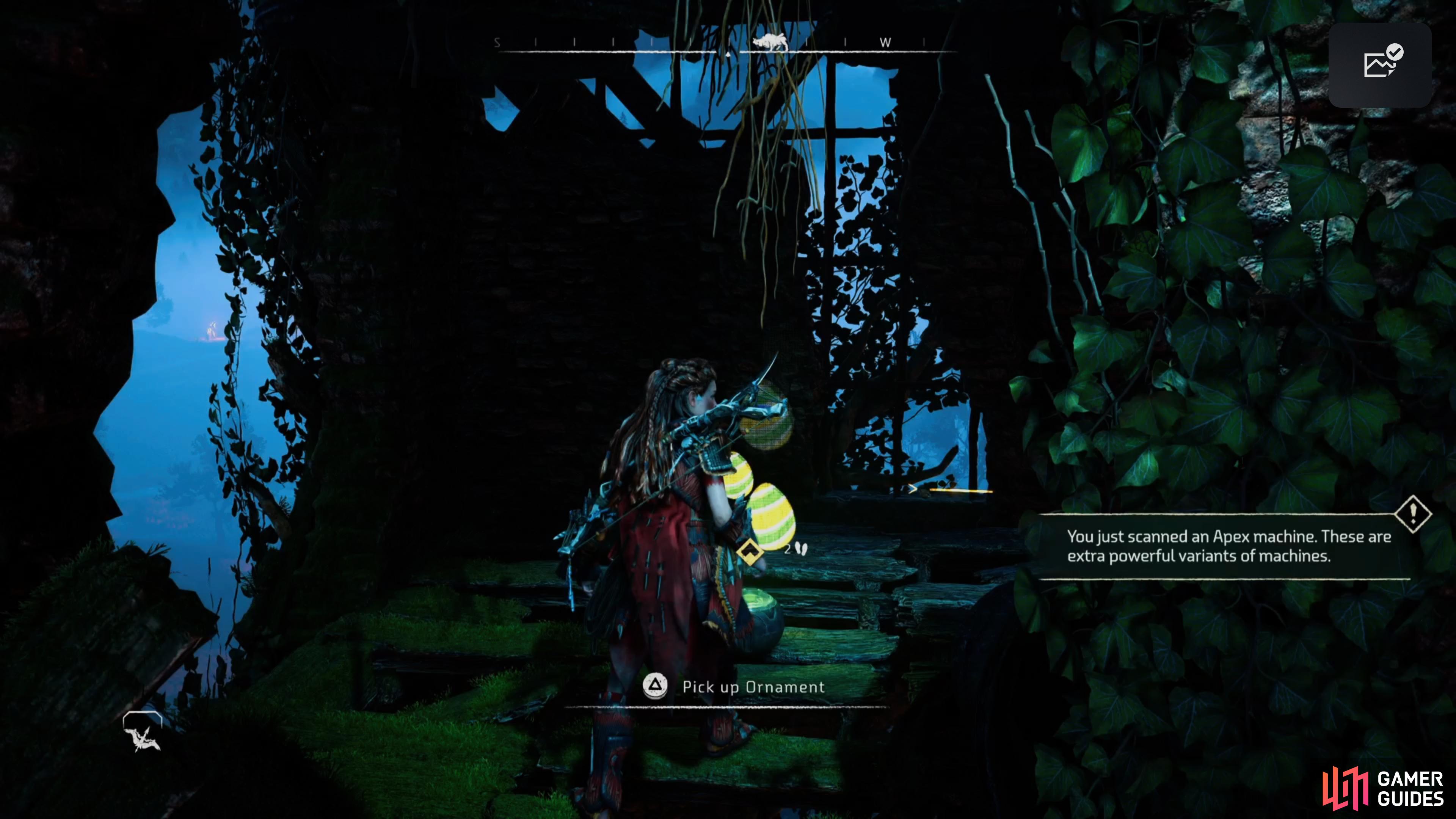 Finally, climb into the tower and collect the ornament. 