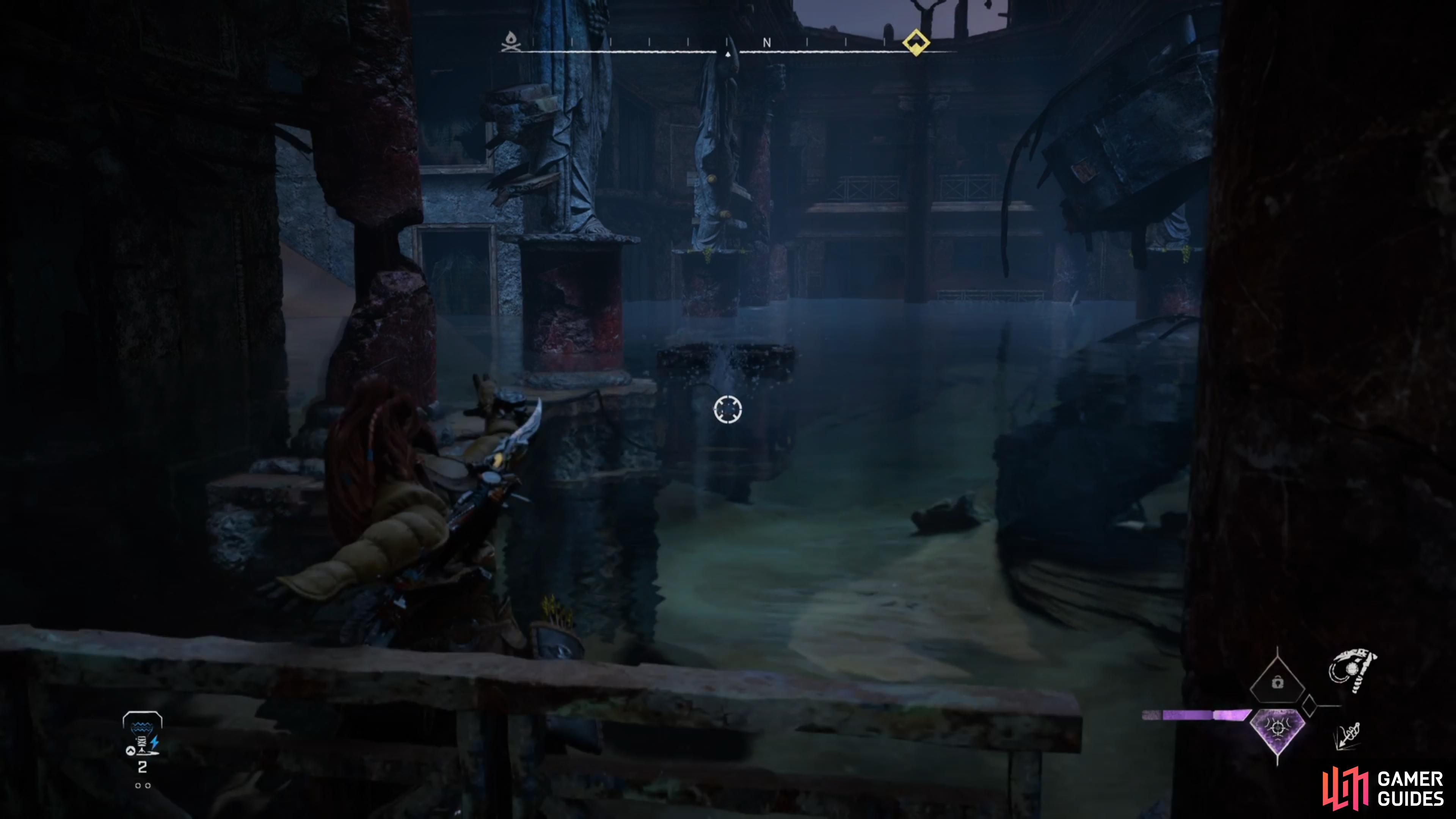 Finally, stand in front of the railing and pull the crate, then climb up to collect the ornament. 