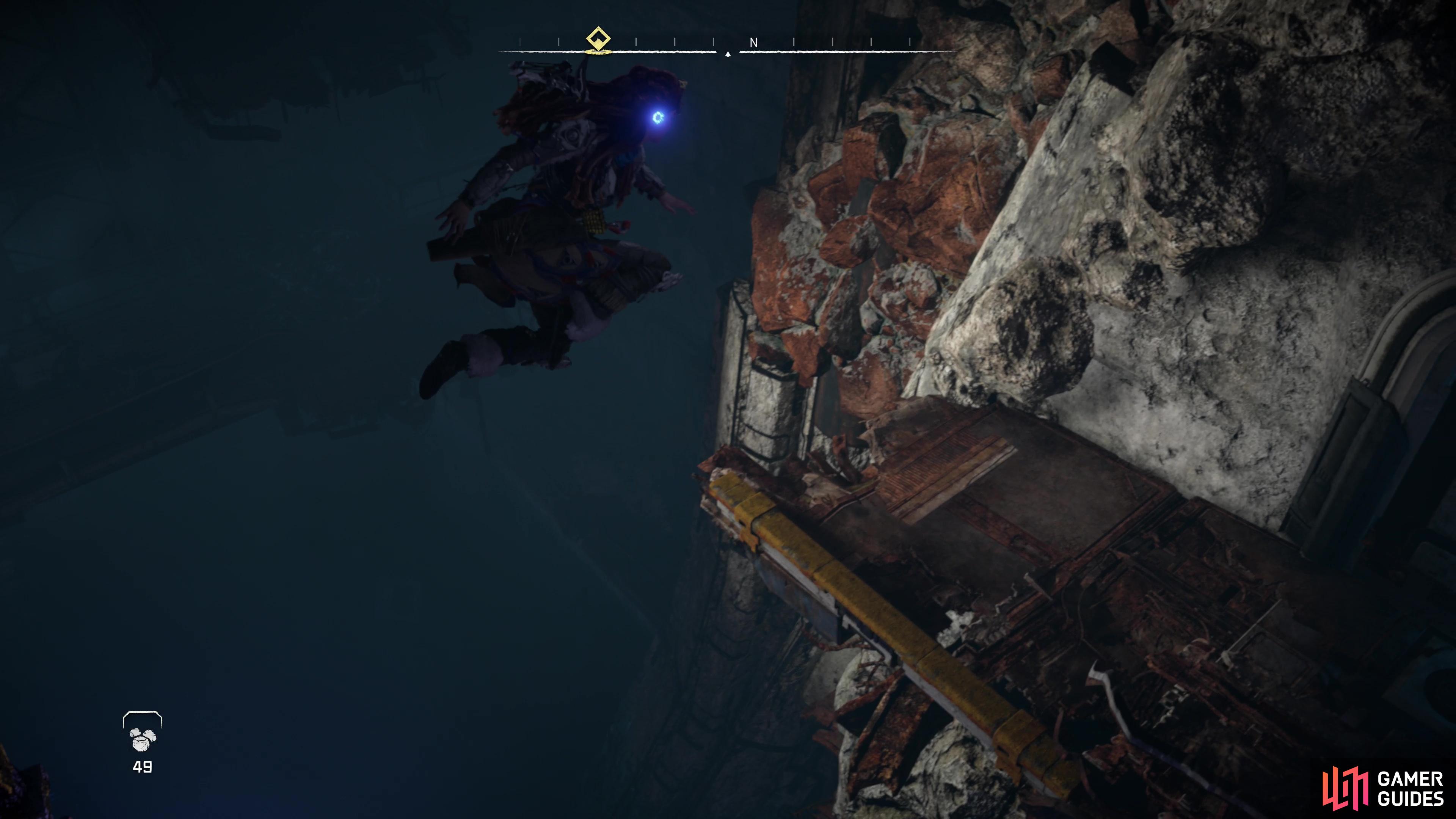 then leap backwards onto a platform to get some loot.
