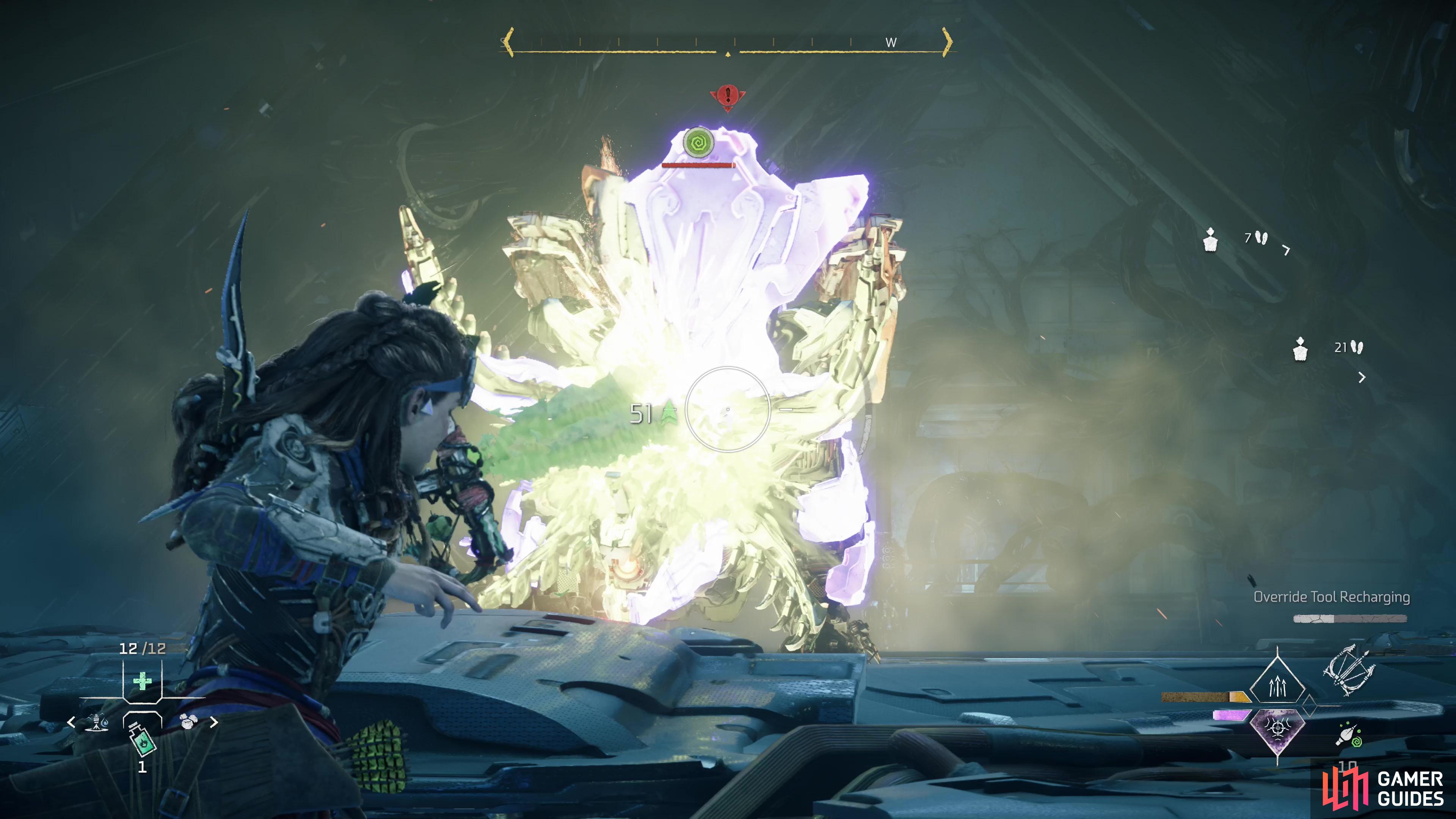 The Grimhorn is weak to Acid damage - debuff it with Acid is a fine way to start the fight.