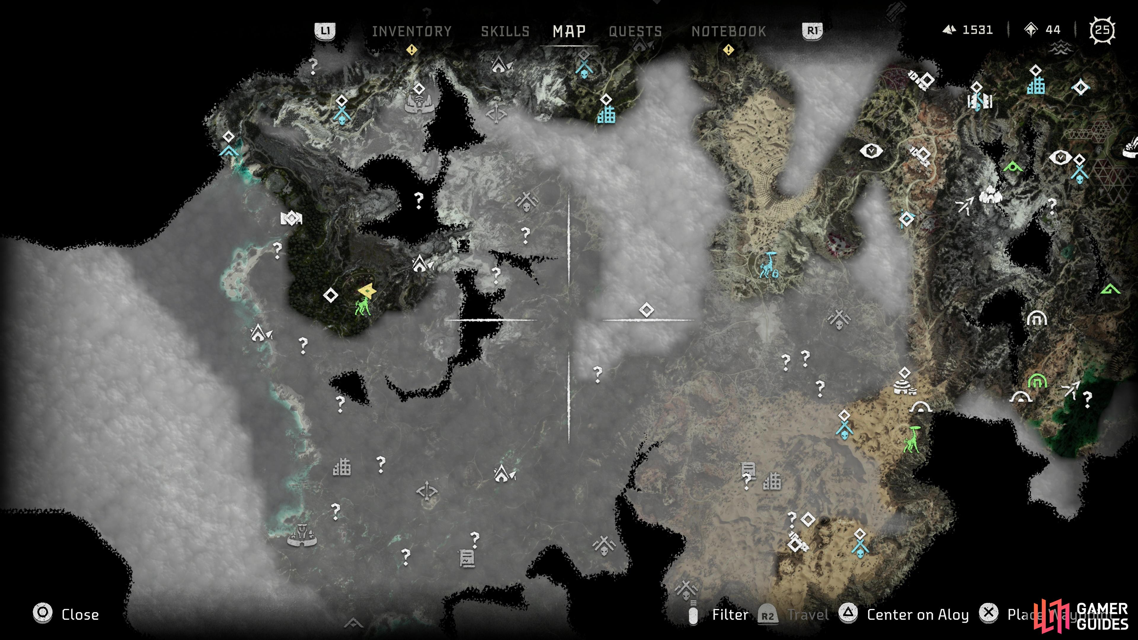 Overriding a Tallneck will reveal numerous map location and make the fog of war translucent.