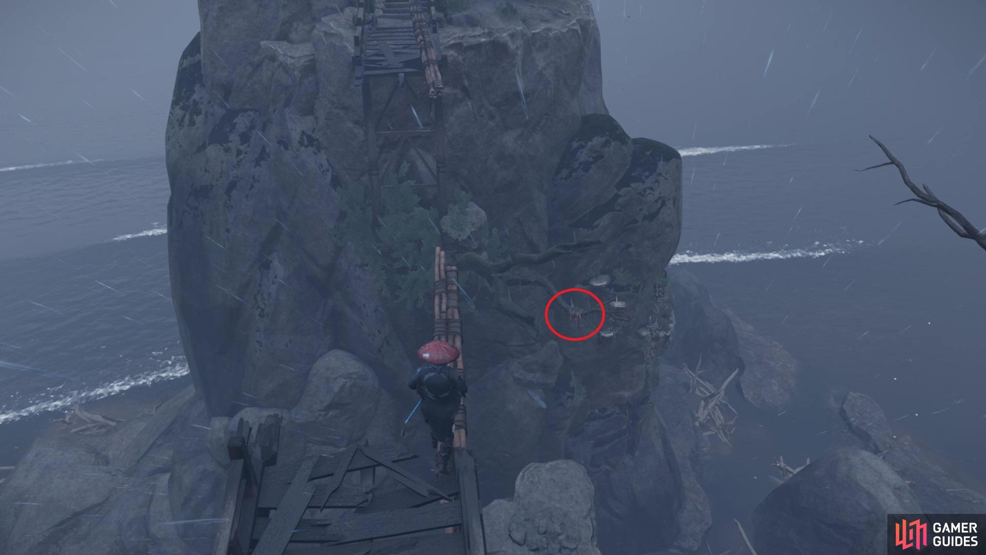 When you get to this spot, you need to jump off and grapple to this point
