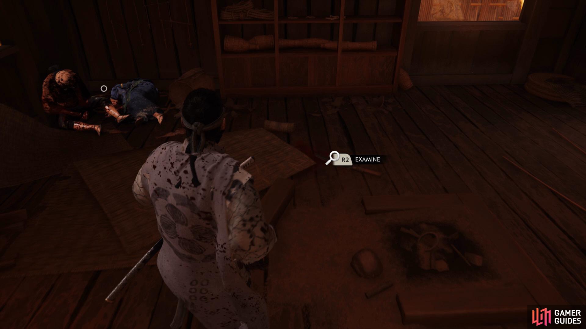 then examine the hut for clues on Kijawara's whereabouts. 