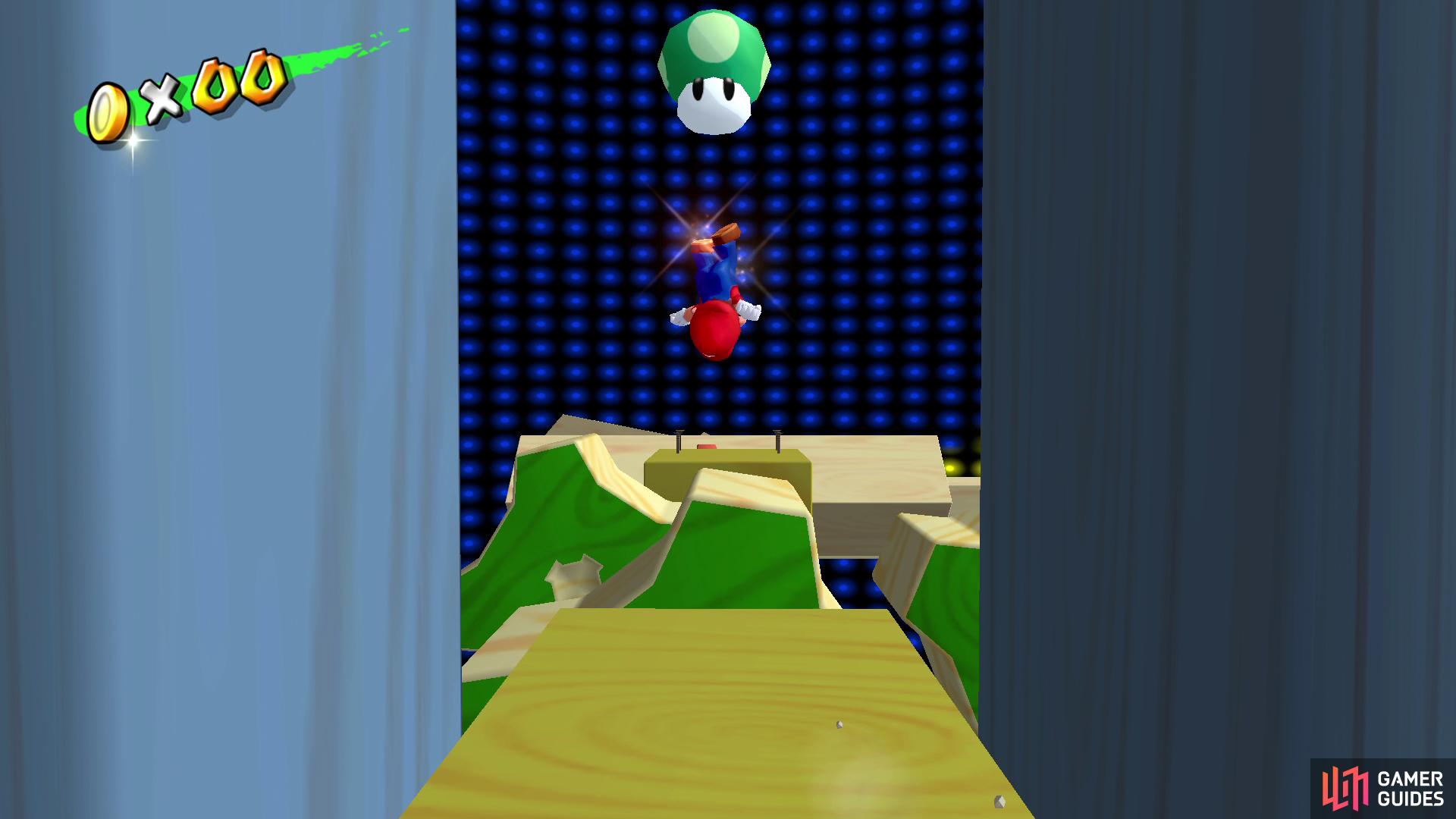 be sure to use a Side Somersault to snag this 1-Up Mushroom