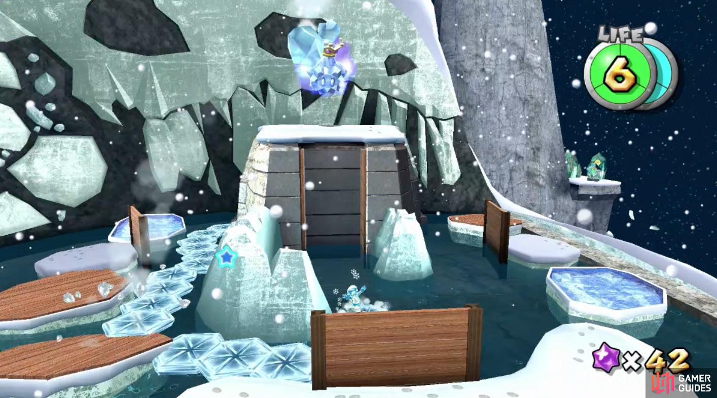 The Ice Flower is hidden within the back left of Baron Brrr's platform. Use it to reach him and get up close!