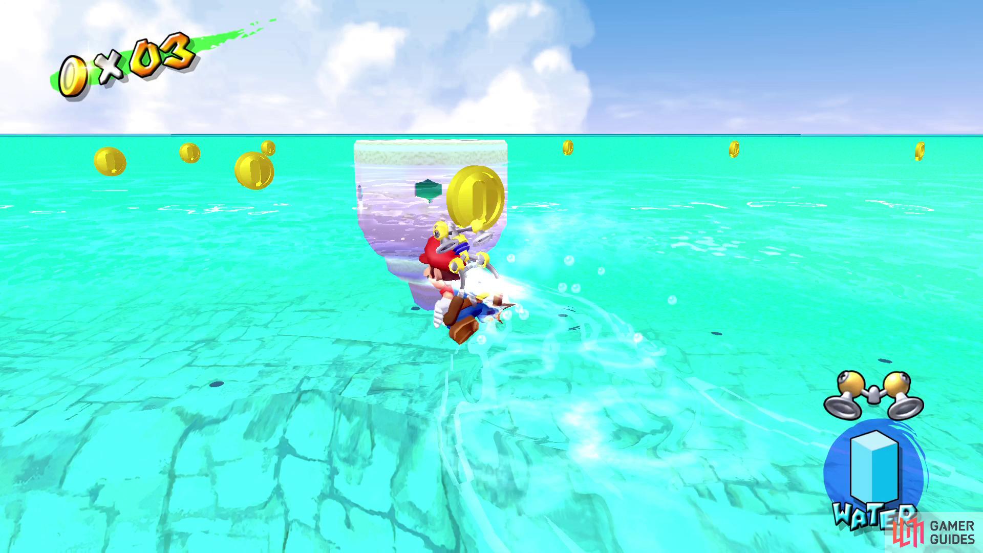 Follow the trail of coins in the sea to collect 50 Coins