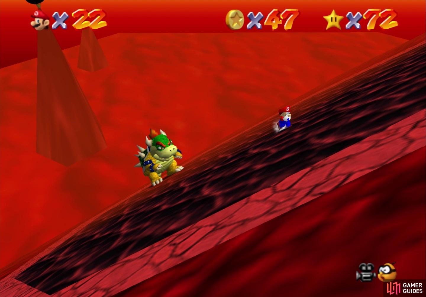 Bowser will tilt the entire platform throughout this fight