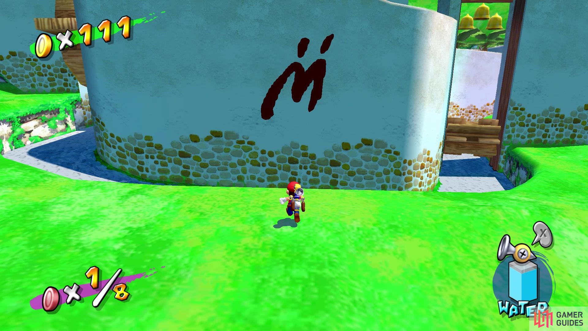 Clean this graffiti on the big wall to get Blue Coin #13
