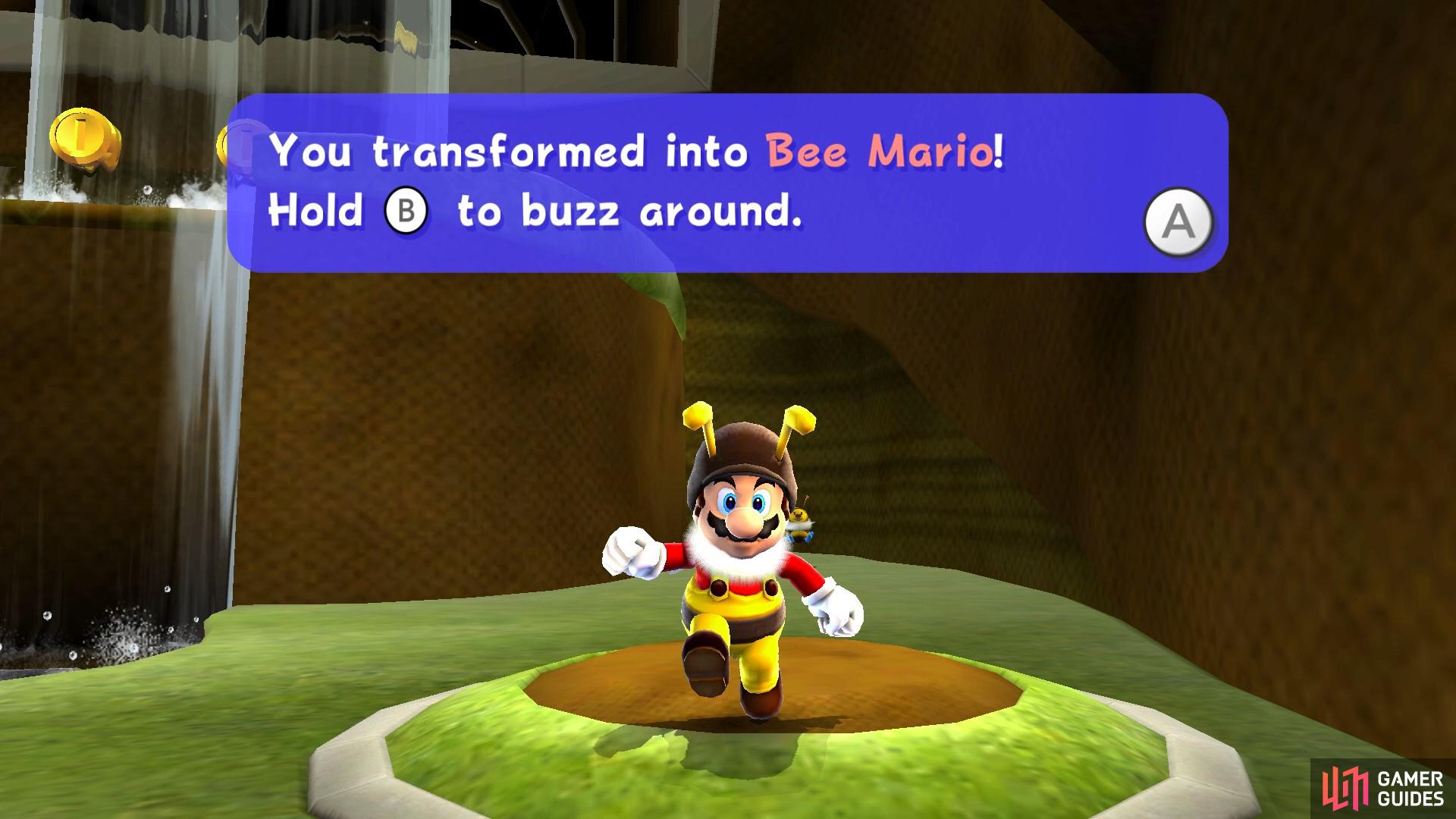 Bee Mario can fly for short amounts of time!