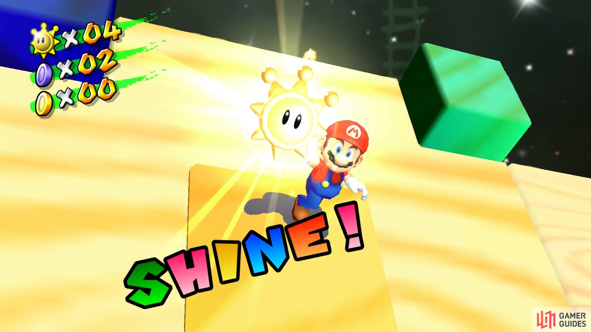 When you make it to the end of the obstacle course, you'll be able to grab the Shine Sprite.
